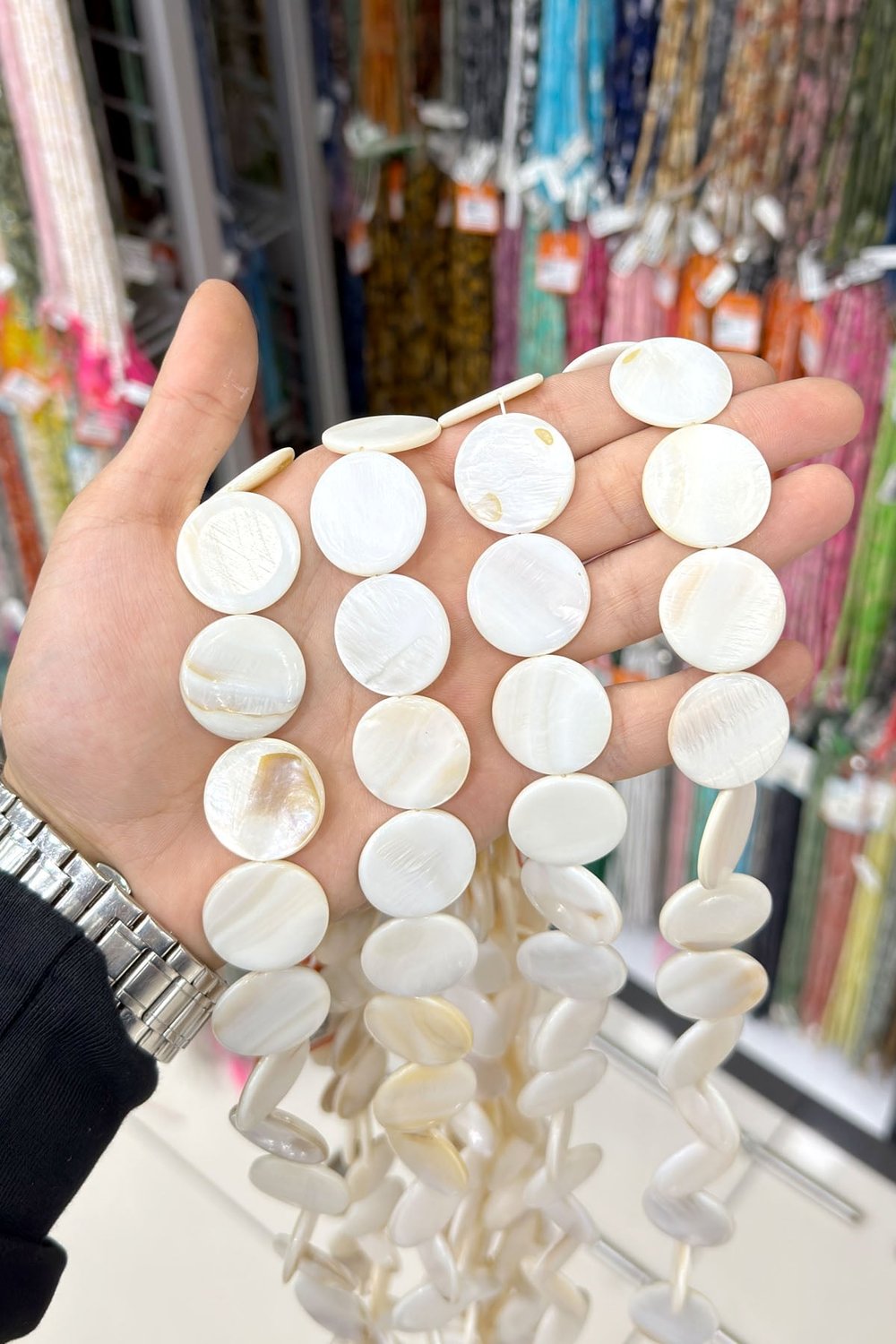 Sedef Taşı Rondela Kesim Beyaz 8mm Doğal Taş Dizi