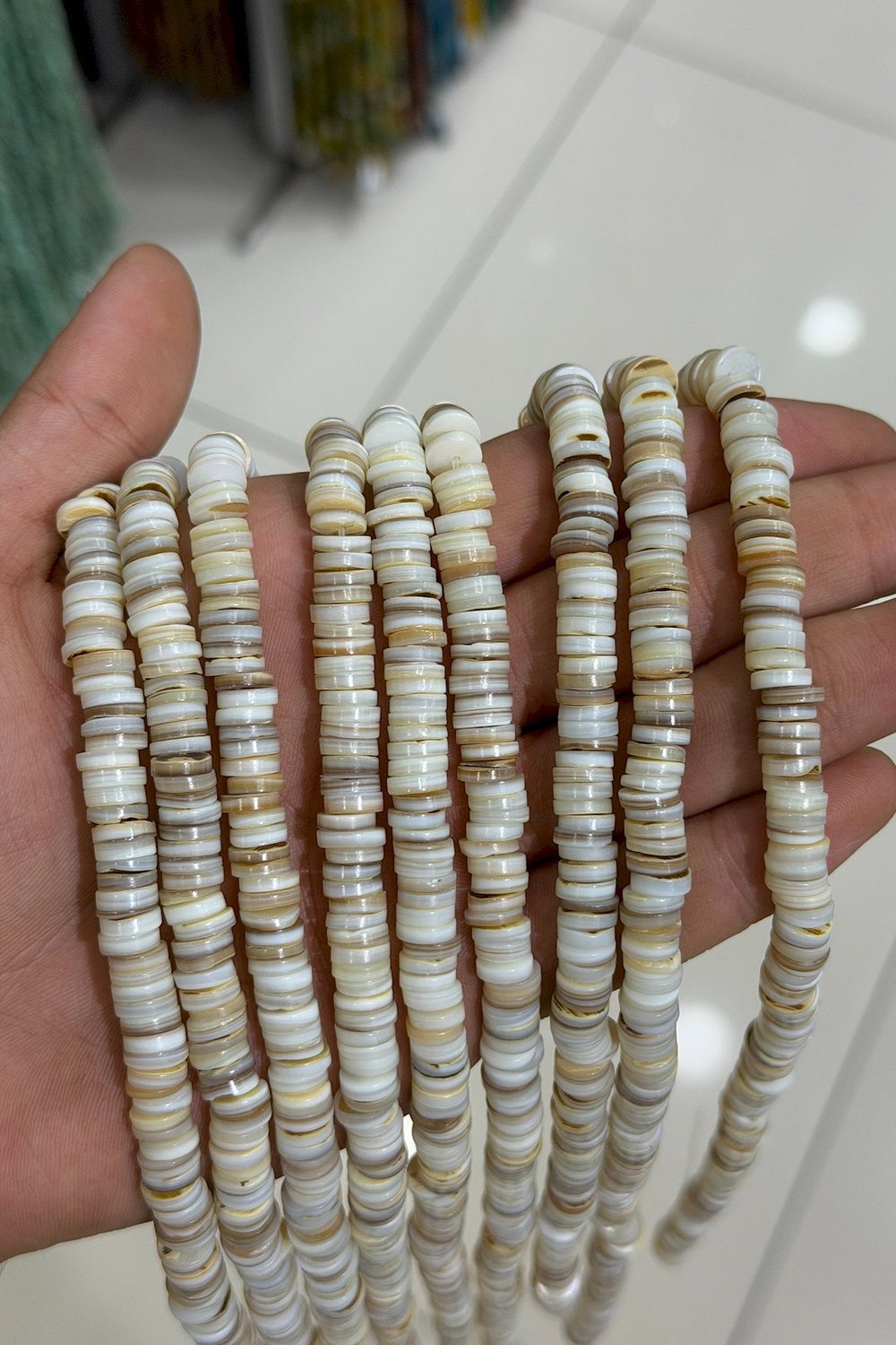 Sedef Taşı Rondela Kesim Parlak Beyaz 8x2mm Doğal Taş Dizi [AA]