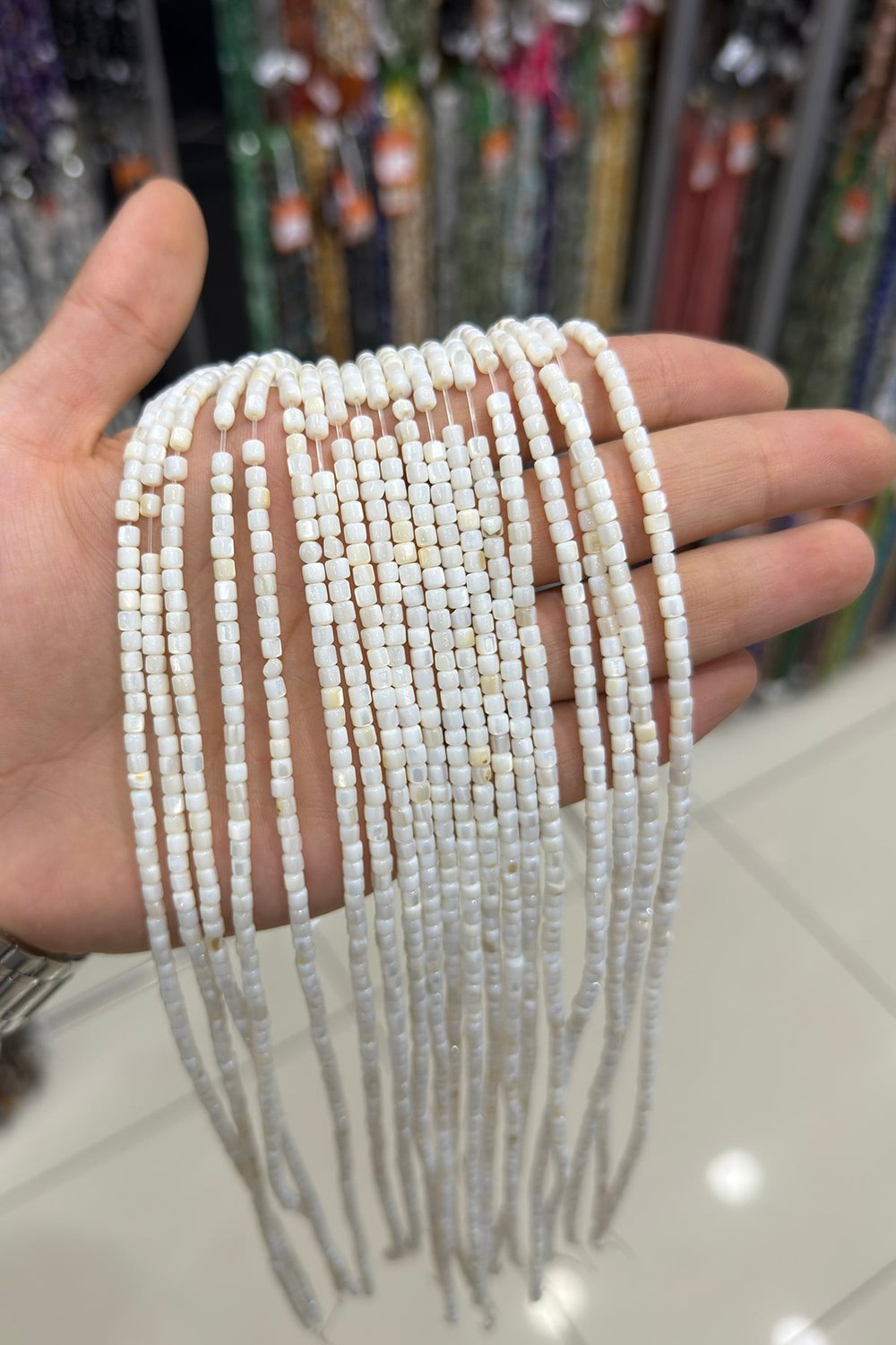 Sedef Taşı Silindir Kesim Parlak Beyaz 35mm Doğal Taş Dizi [AA]