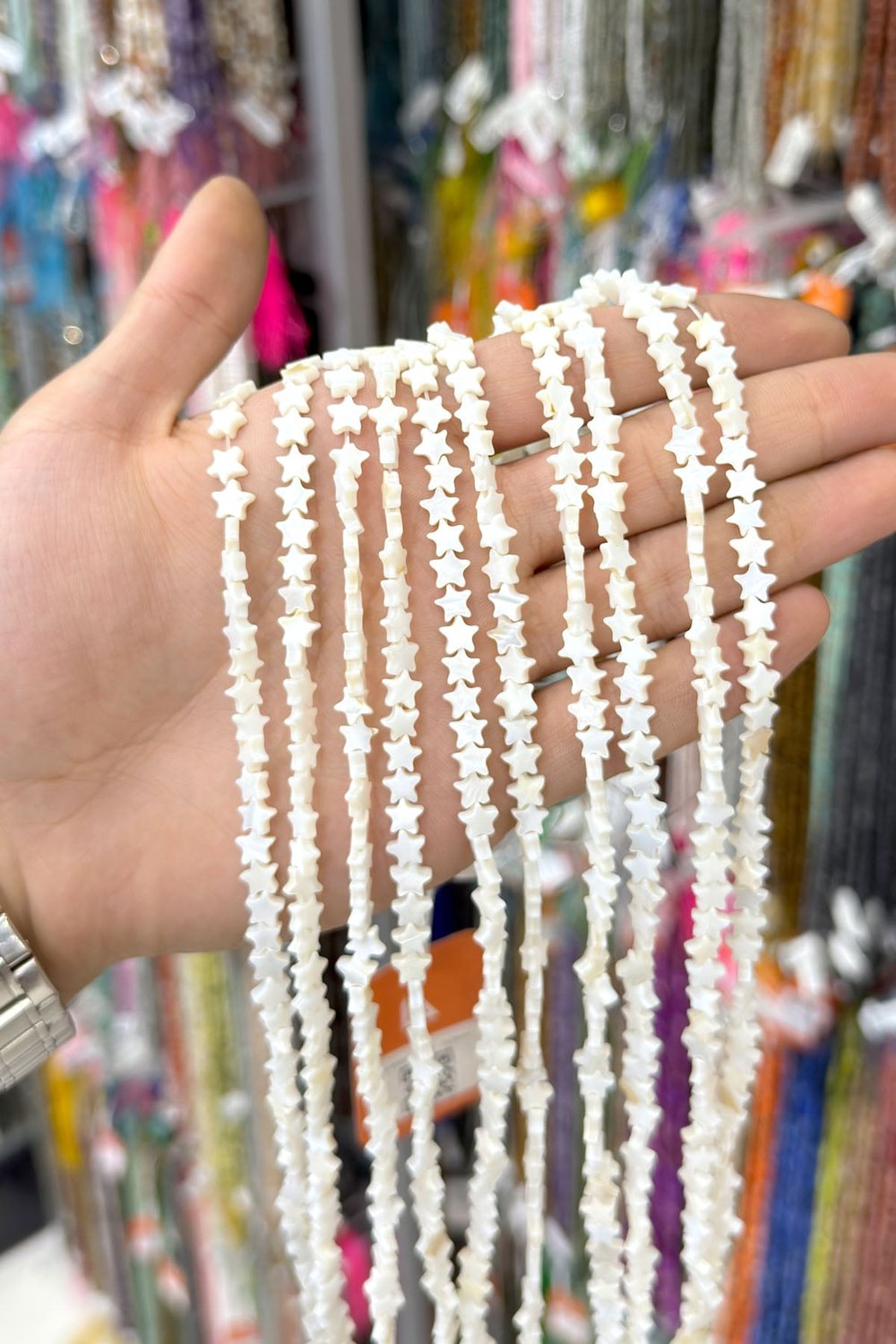 Sedef Taşı Yıldız Kesim Parlak Beyaz 7x3mm Doğal Taş Dizi [AA]