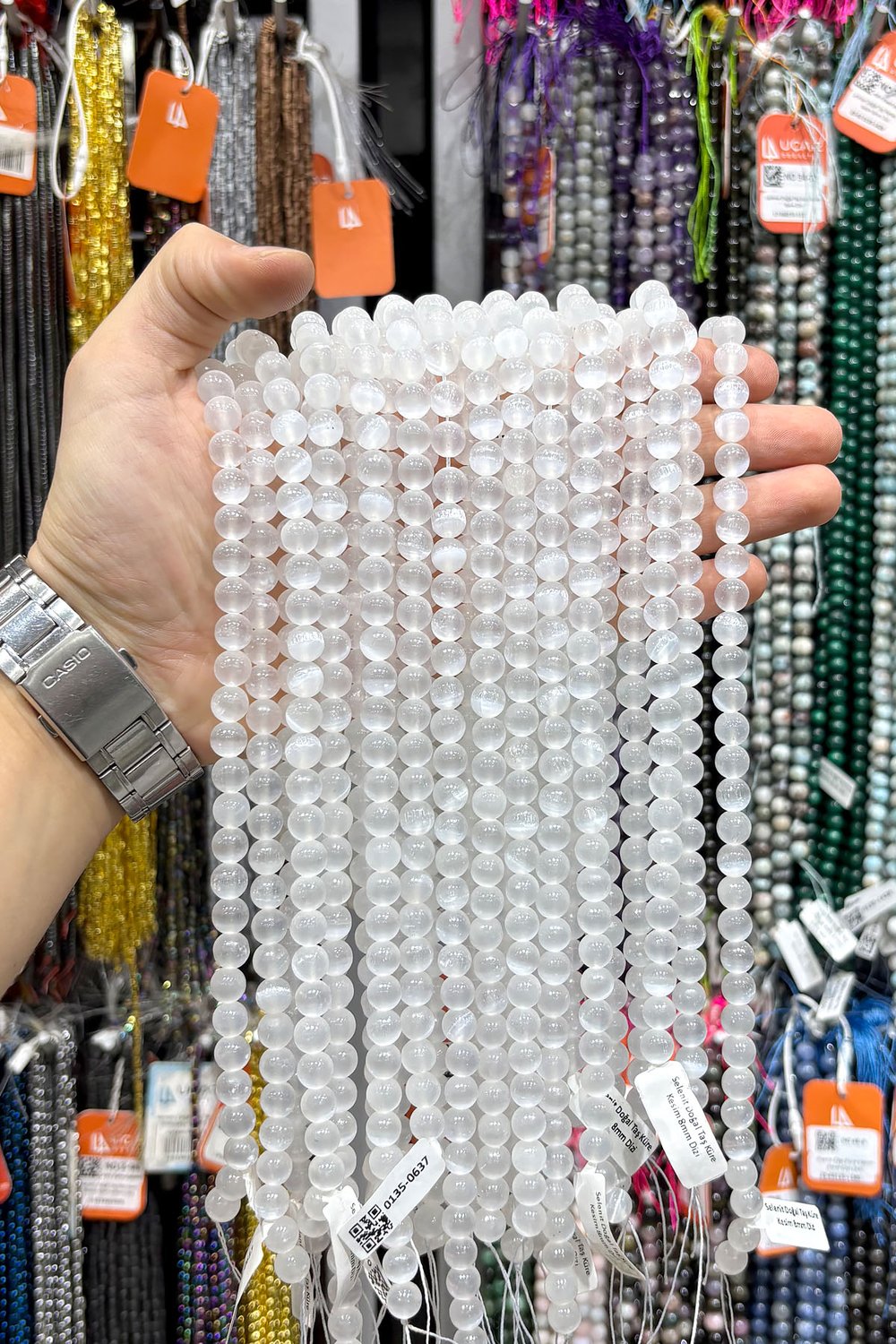 Selenit Taşı Küre Kesim 8mm Doğal Taş Dizi