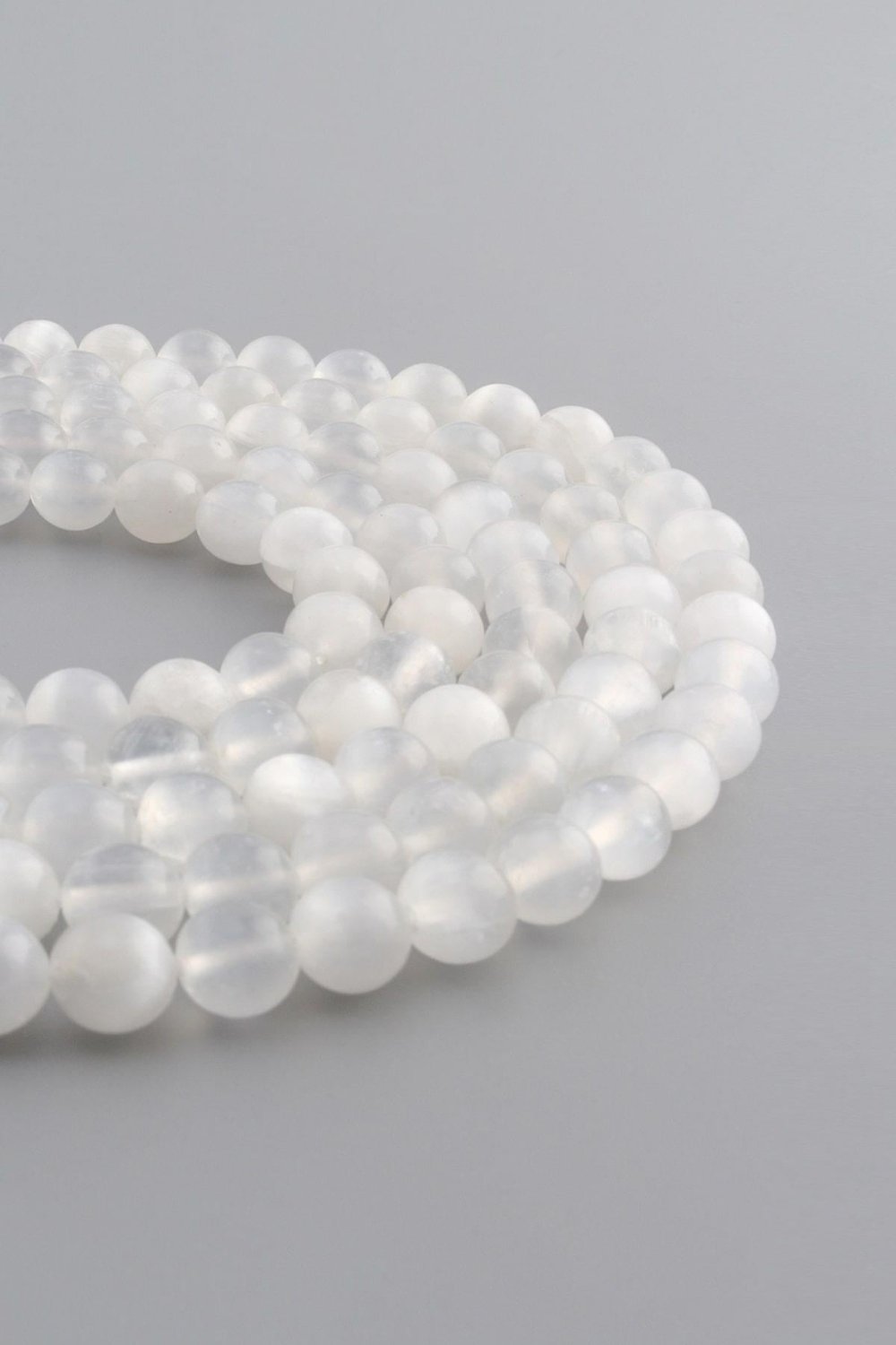 Selenit Taşı Küre Kesim Parlak 8mm Doğal Taş Dizi [AA]
