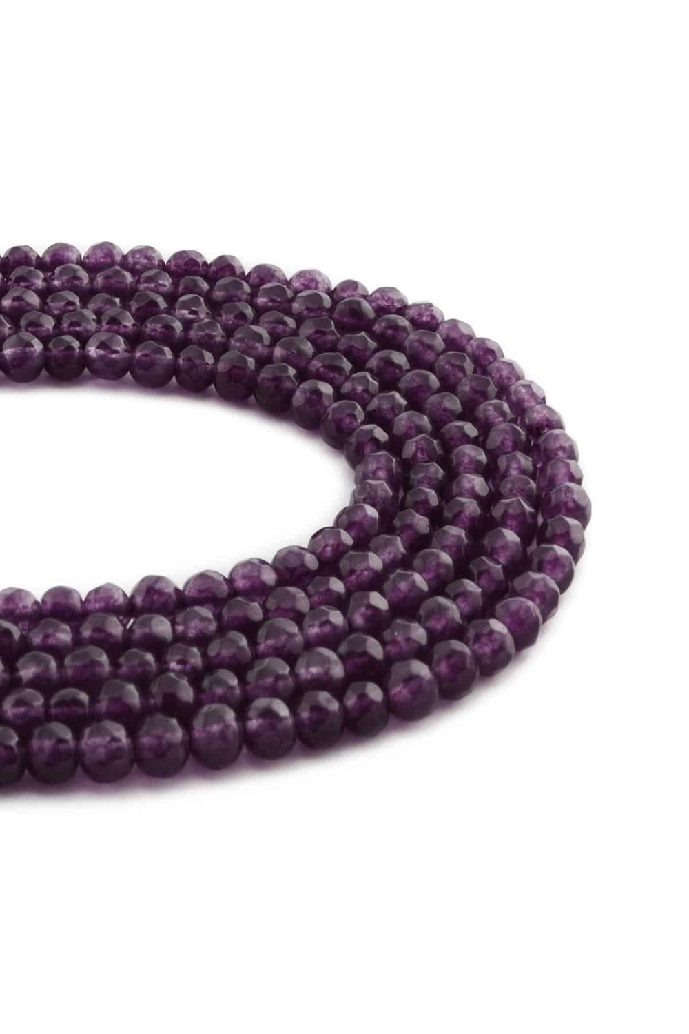 Squeezing Amethyst Shiny Globe Facet Cut 4mm String Of Beads