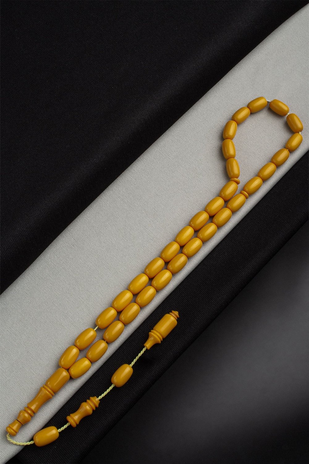 Sıkma Kehribar Hardal Kapsül Kesim 8x14mm 33 Lu Tesbih Ali Baba Usta İşçiliği