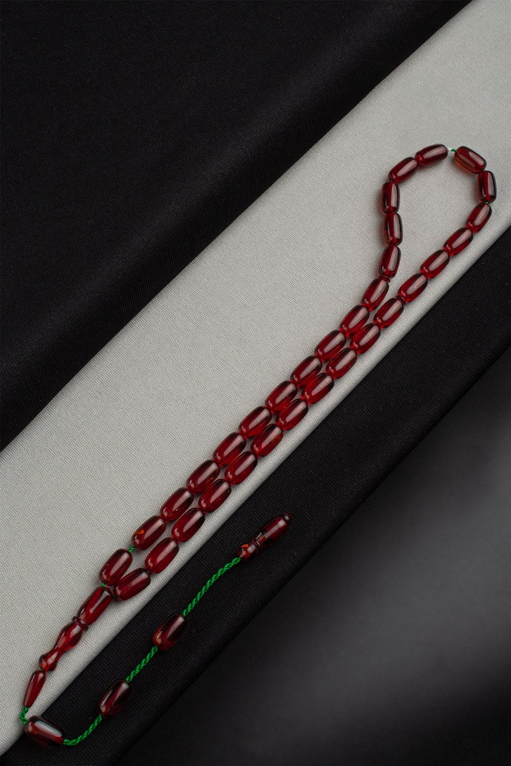 Sıkma Kehribar Kızıl Kapsül Kesim 7x13mm 33 Lu Tesbih