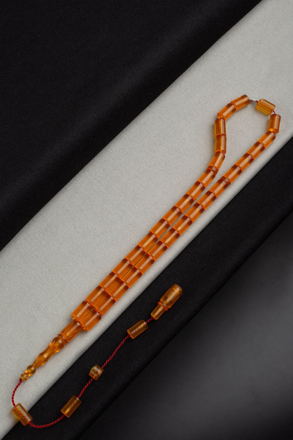 Sıkma Kehribar Turuncu Kapsül Kesim 6x10mm 33 Lu Tesbih