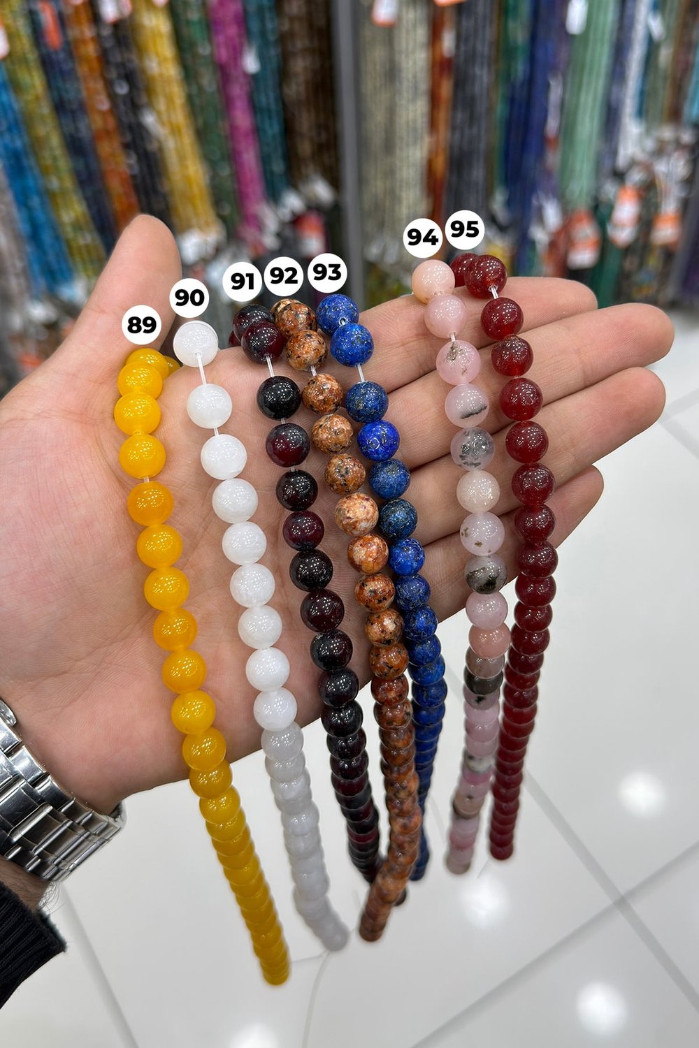 Sıkma Küre Faset Kesim 10mm Yarı Değerli Doğal Taş Diziler