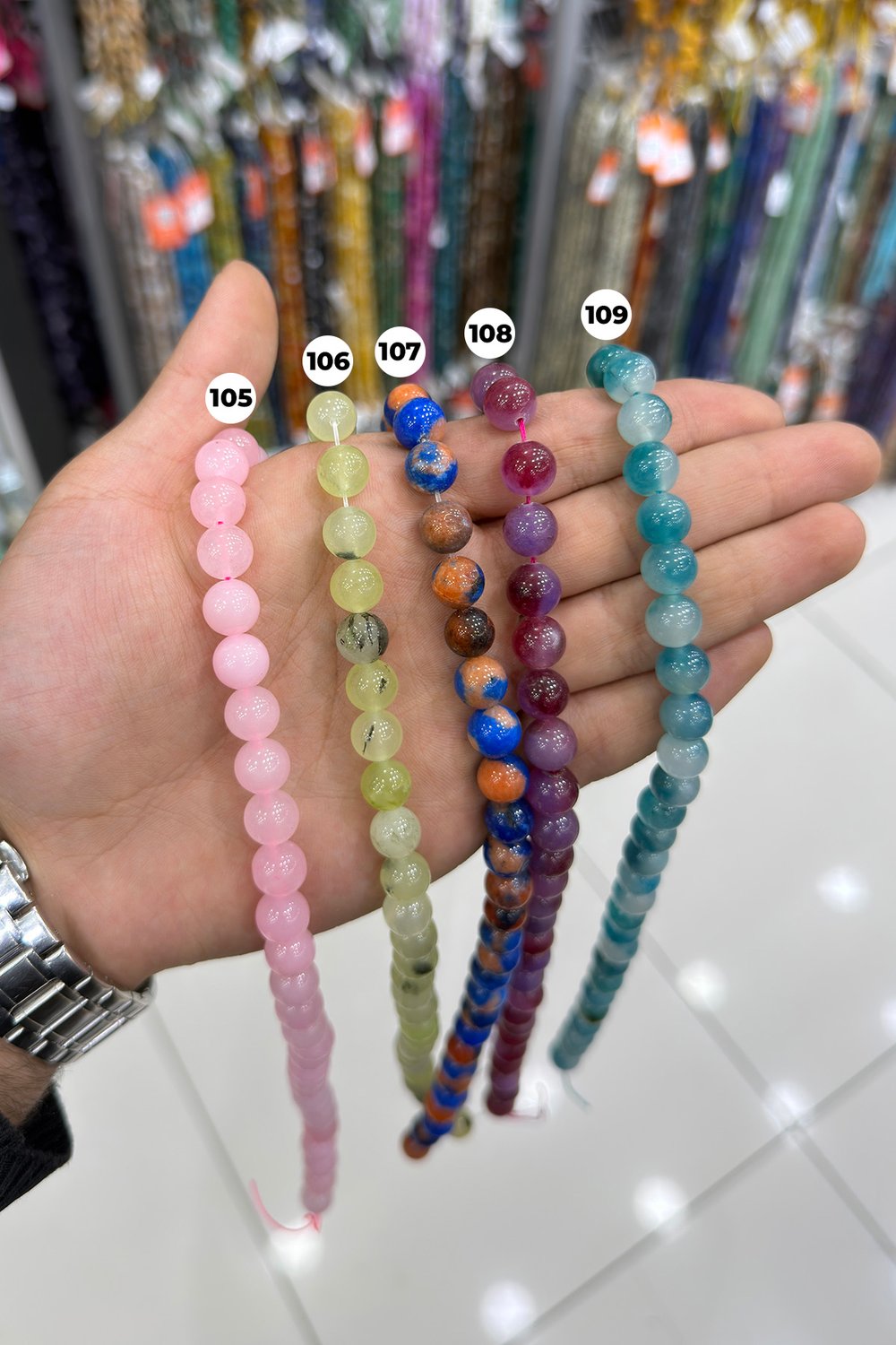 Sıkma Küre Faset Kesim 10mm Yarı Değerli Doğal Taş Diziler