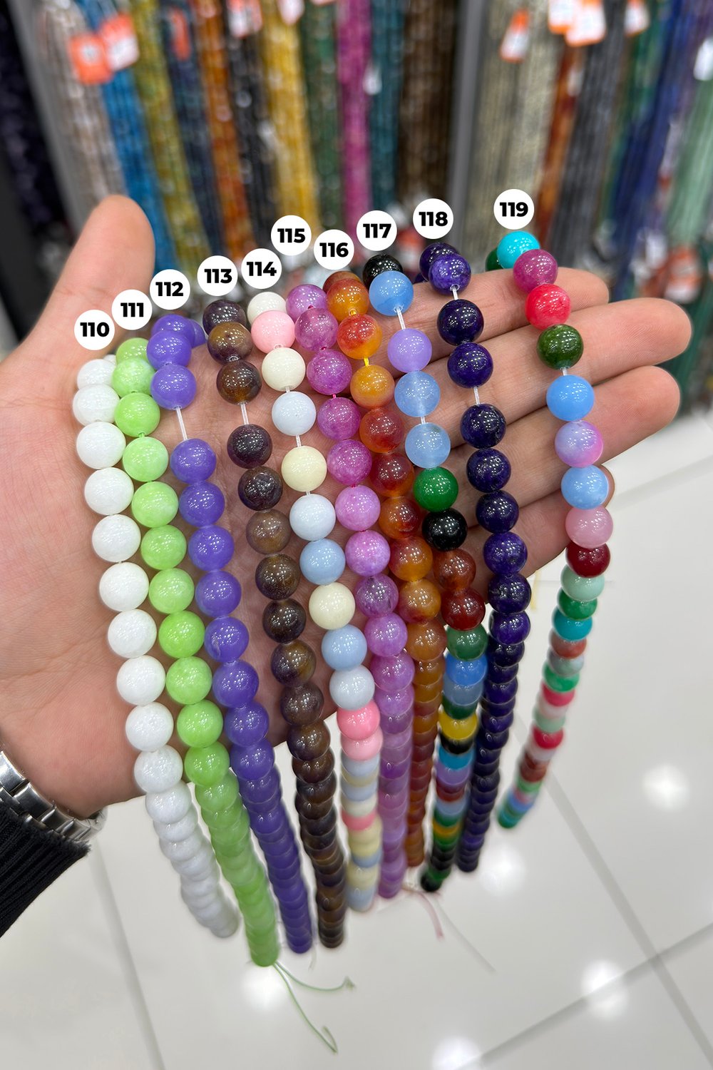 Sıkma Küre Faset Kesim 10mm Yarı Değerli Doğal Taş Diziler