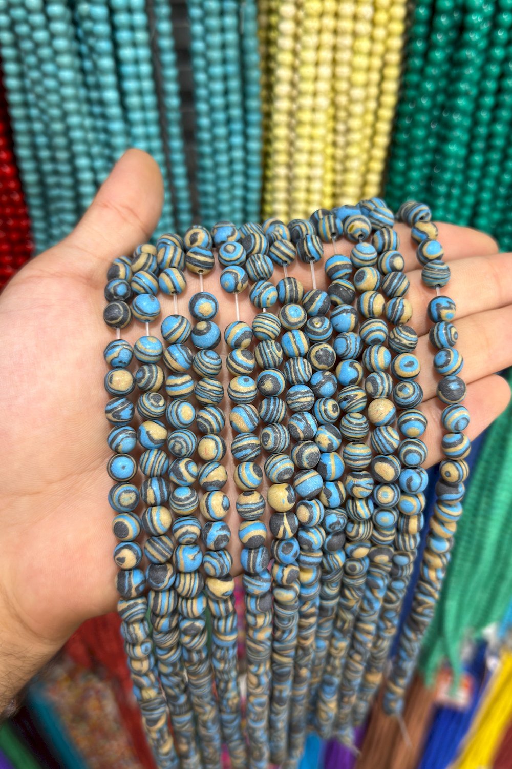 Sıkma Malakit Taşı Küre Kesim Mat 8mm Doğal Taş Dizi [B]
