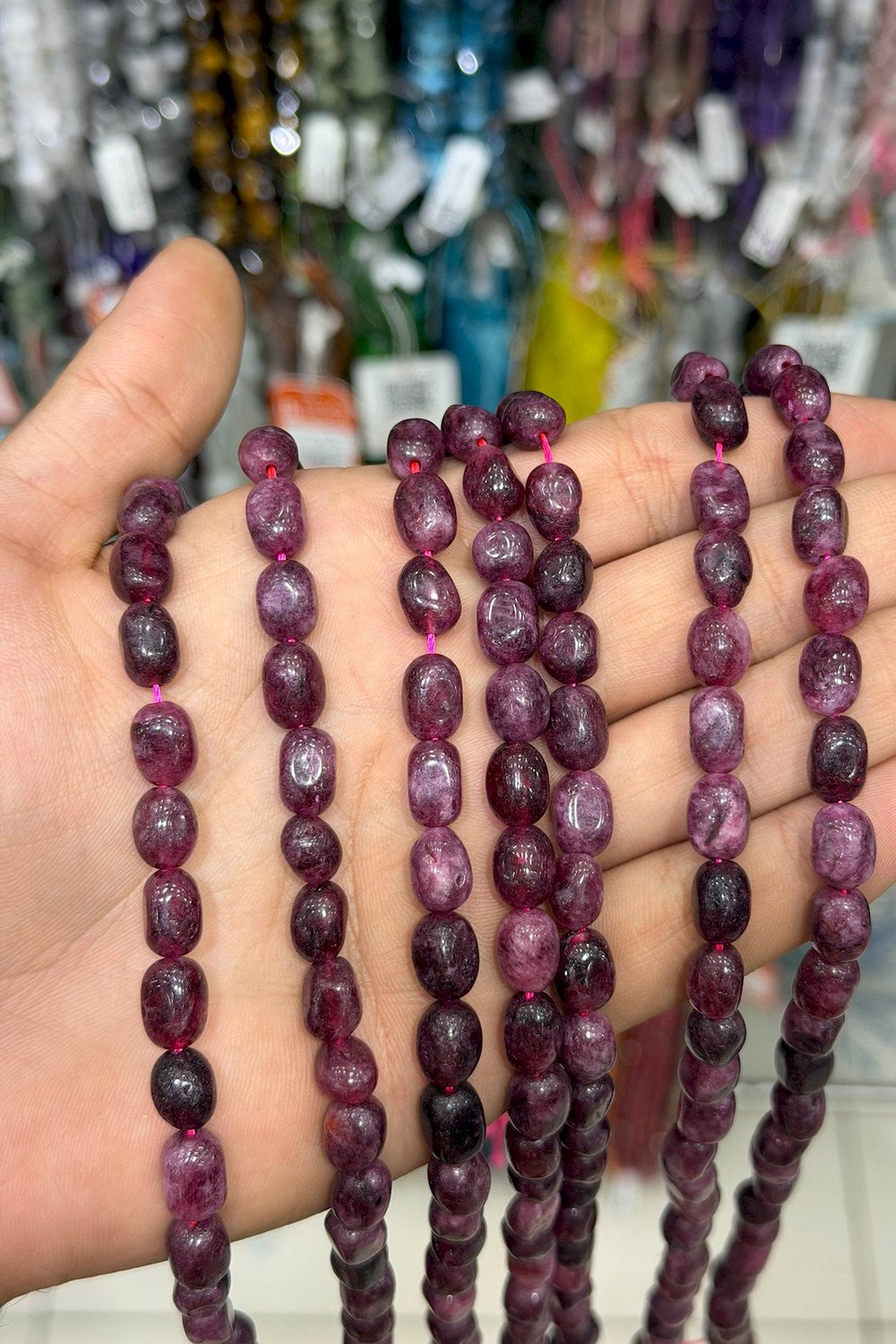 Sıkma Taşı Tımbıl Kesim Bordo 11x8mm Doğal Taş Dizi