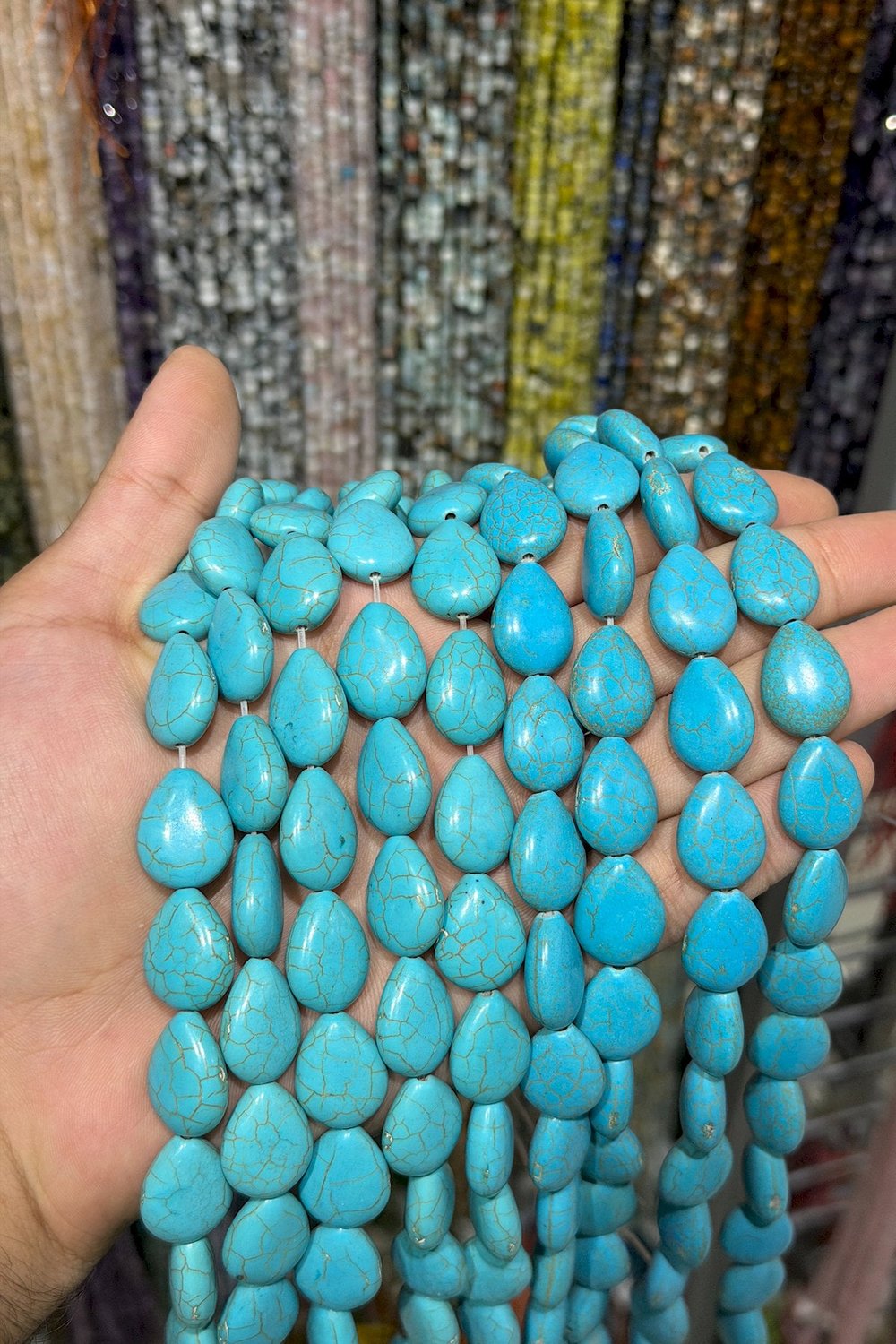 Sıkma Turkuaz Damla Kesim Mavi 15x19mm Doğal Taş Dizi