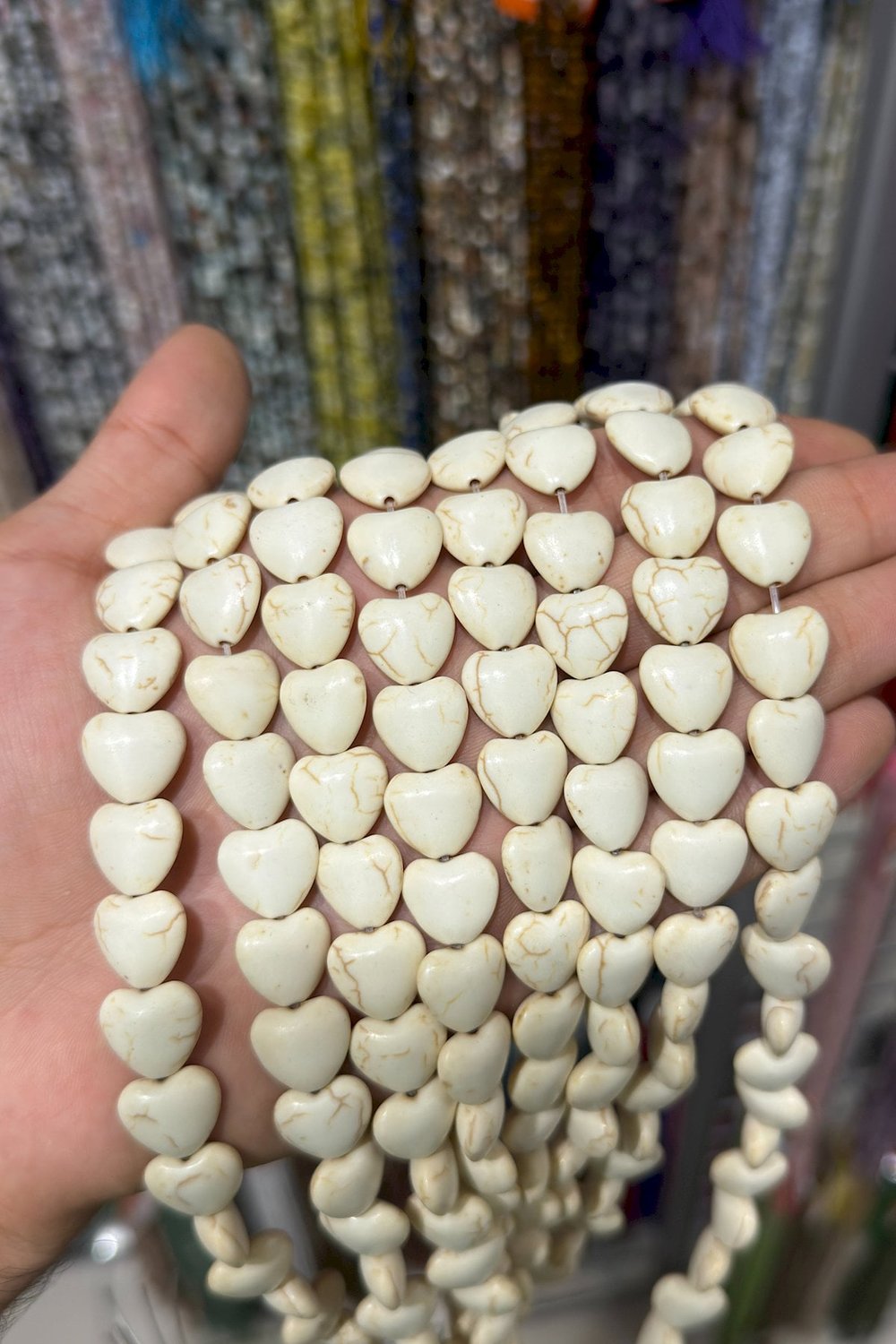 Sıkma Turkuaz Kalp Kesim Beyaz 14x6mm Doğal Taş Dizi