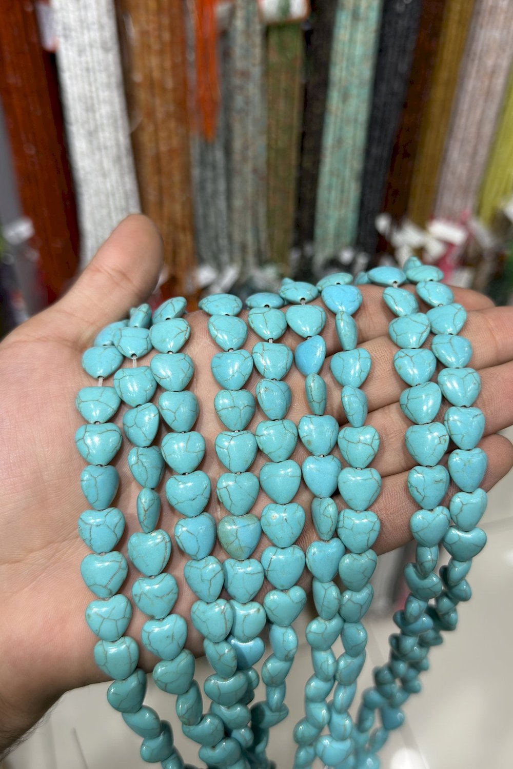 Sıkma Turkuaz Kalp Kesim Mavi 12x6mm Doğal Taş Dizi