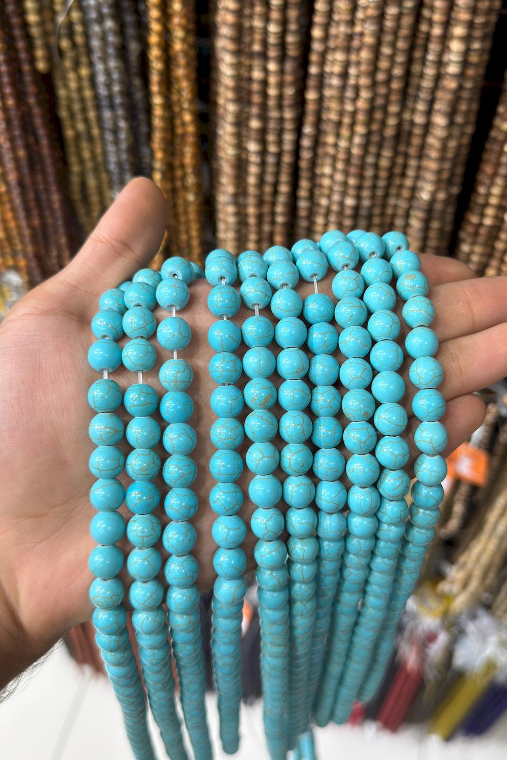 Sıkma Turkuaz Küre Kesim 10mm Doğal Taş Dizi