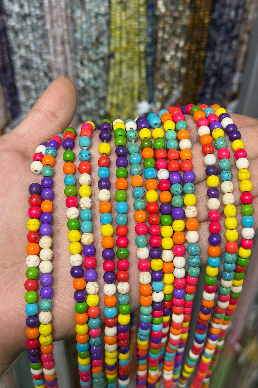 Sıkma Turkuaz Küre Kesim Karışık 6mm Doğal Taş Dizi