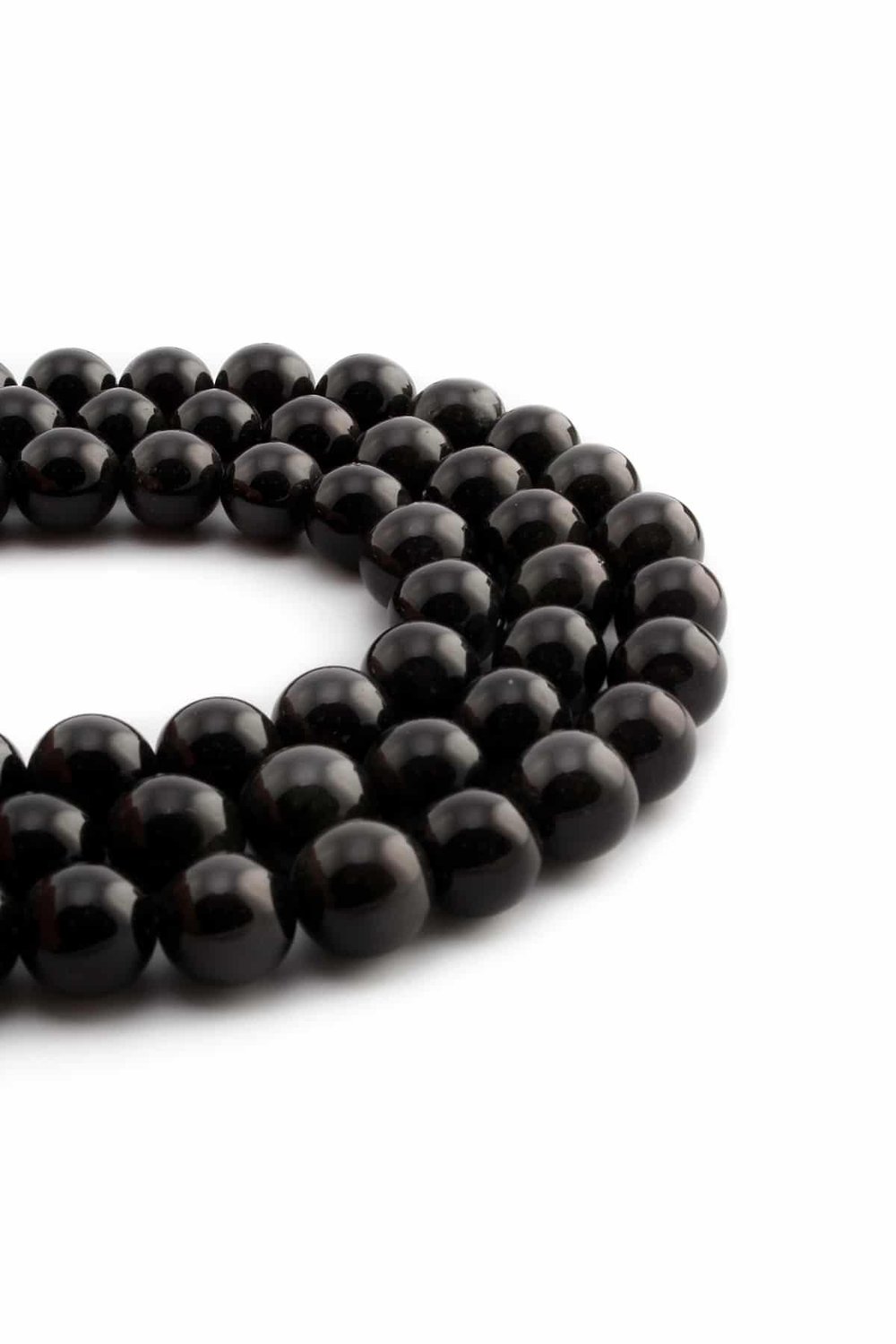 Cylinder Obsidian Natural Stone Shiny Globe Cut 12mm String Of Beads