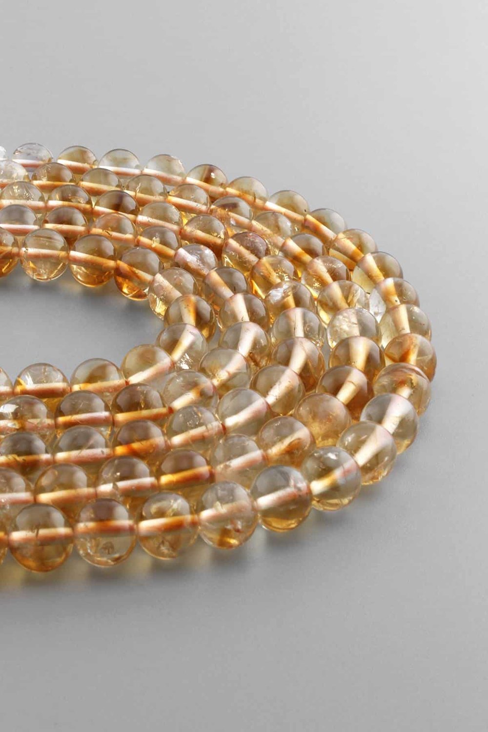 Citrine Natural Stone Shiny Globe Cut 8mm String Of Beads [AA]