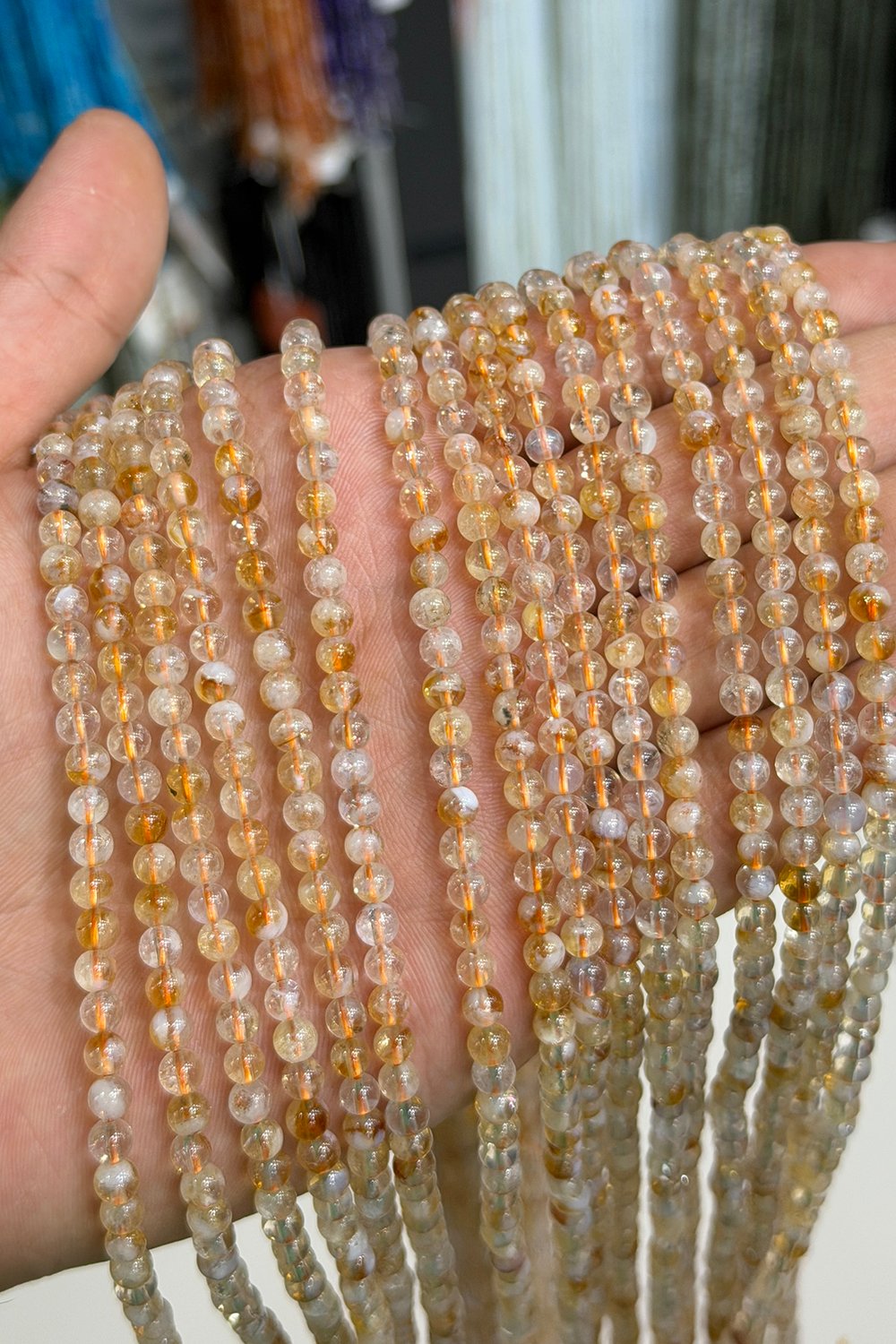 Sitrin Taşı Küre Kesim 4mm Doğal Taş Dizi [AB]
