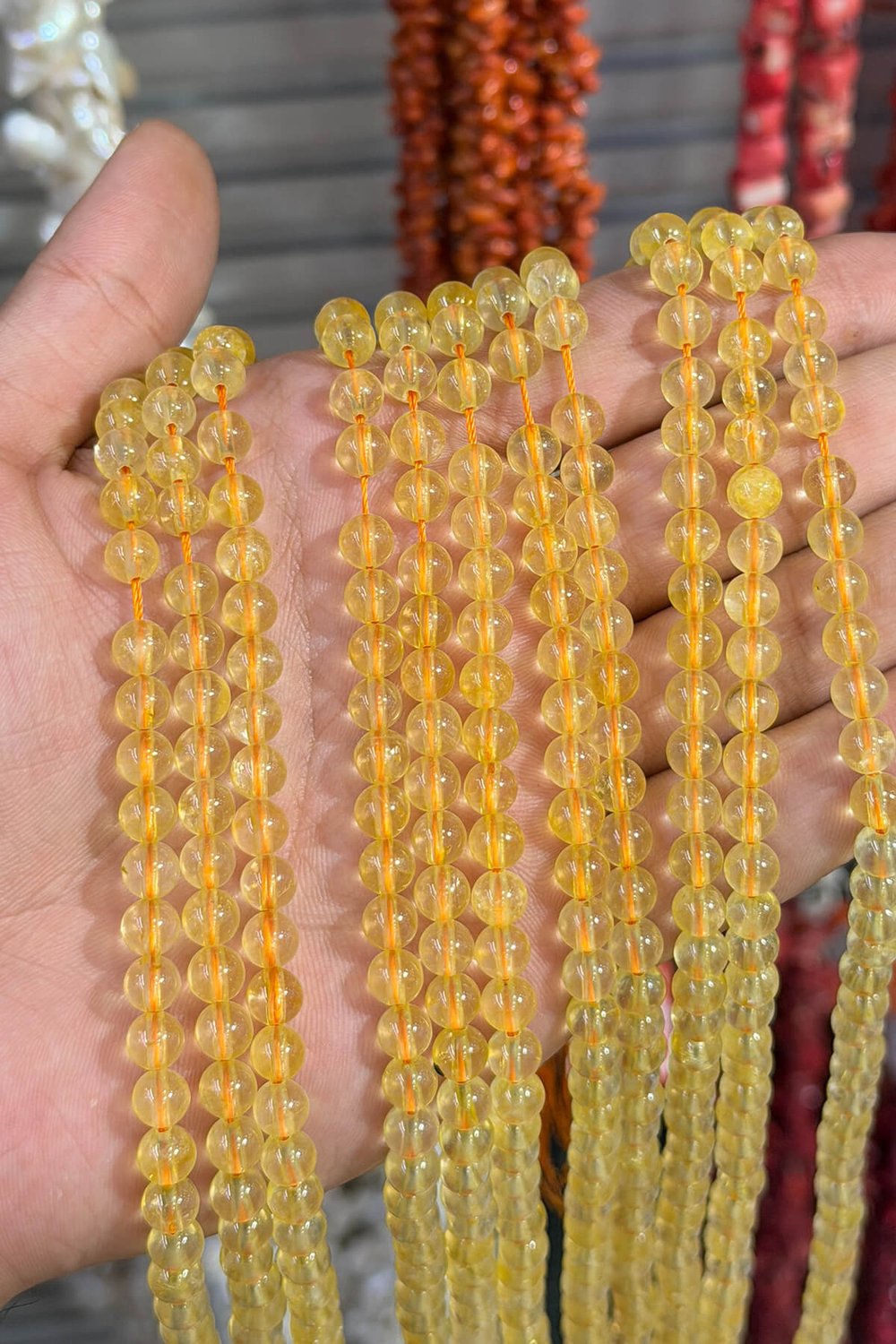 Sitrin Taşı Küre Kesim Parlak 6mm Doğal Taş Dizi [AB+]