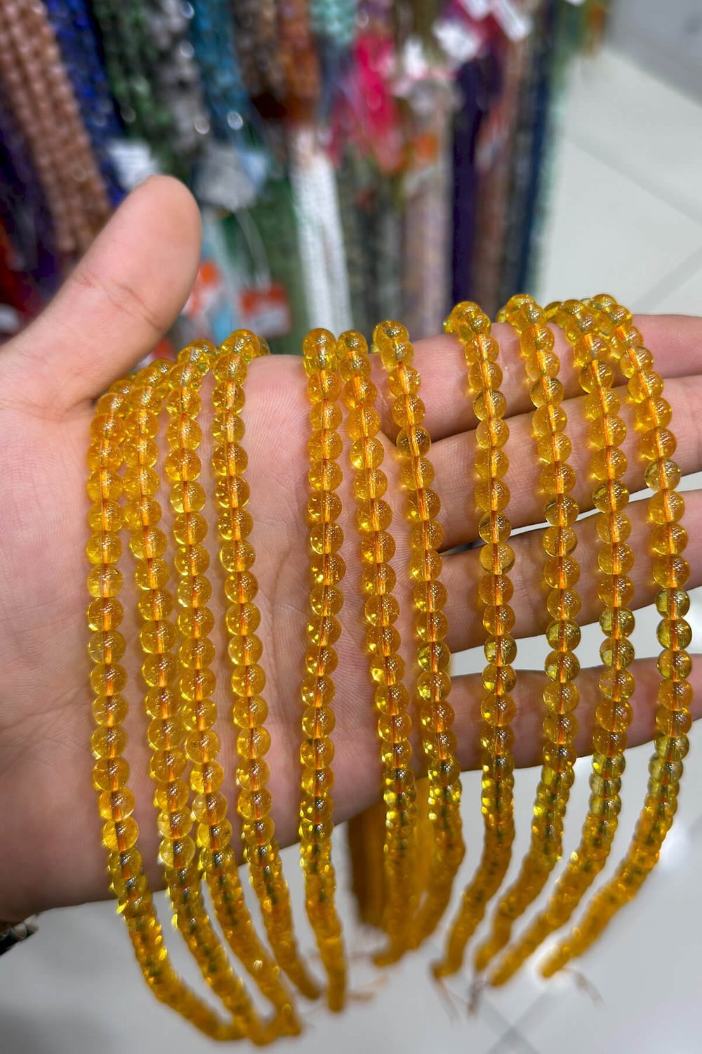 Sitrin Taşı Küre Kesim Parlak 6mm Doğal Taş Dizi [AB]