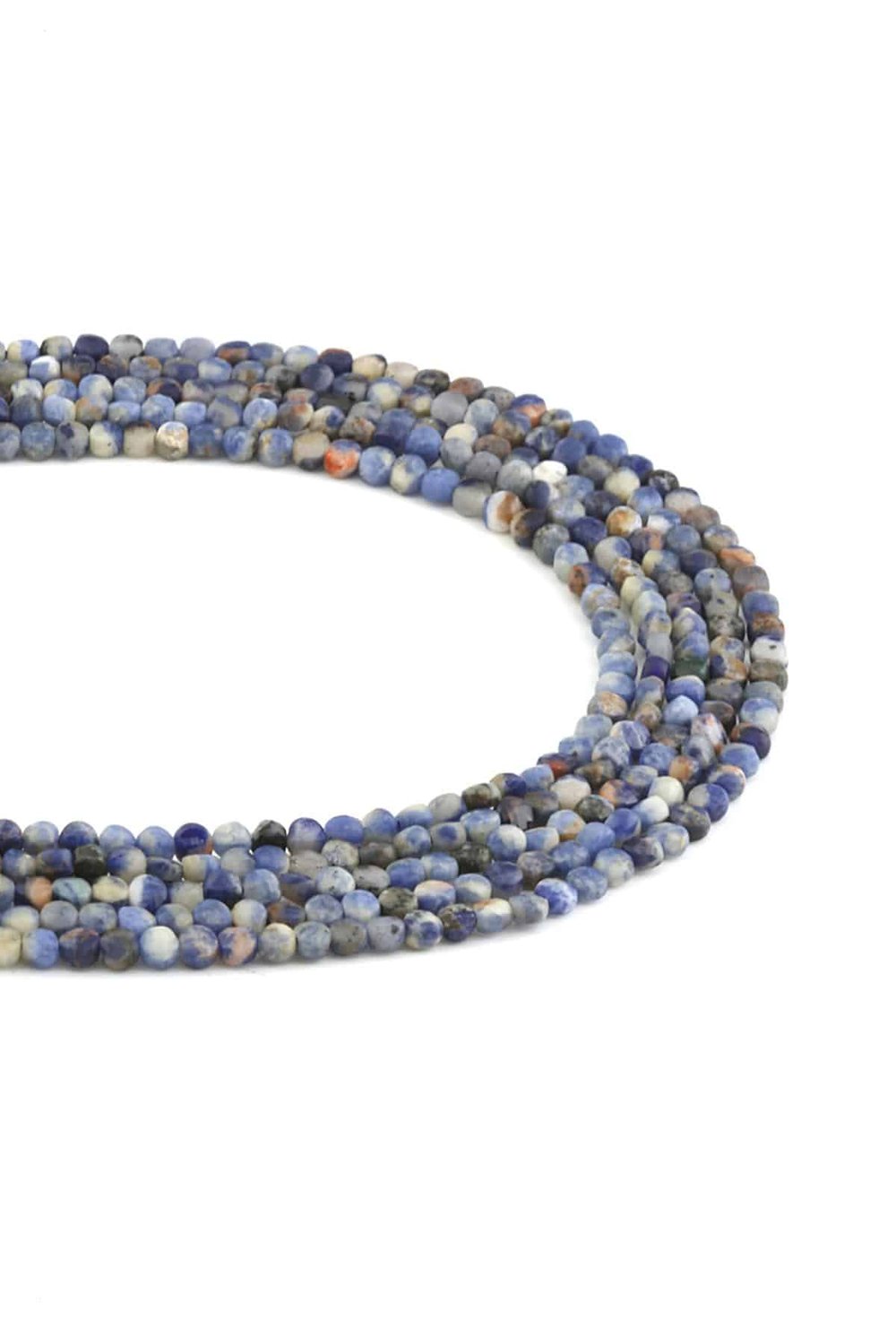 SoBranchite Natural Stone Circle Facet Cut 4mm String Of Beads
