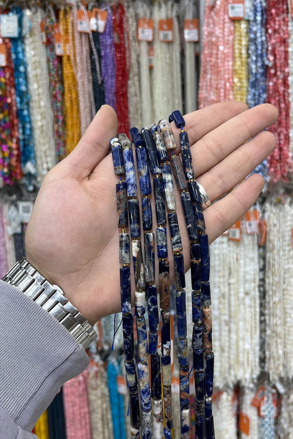 Sodalit Doğal Taş Köşeli Silindir Kesim 7x27mm Dizi