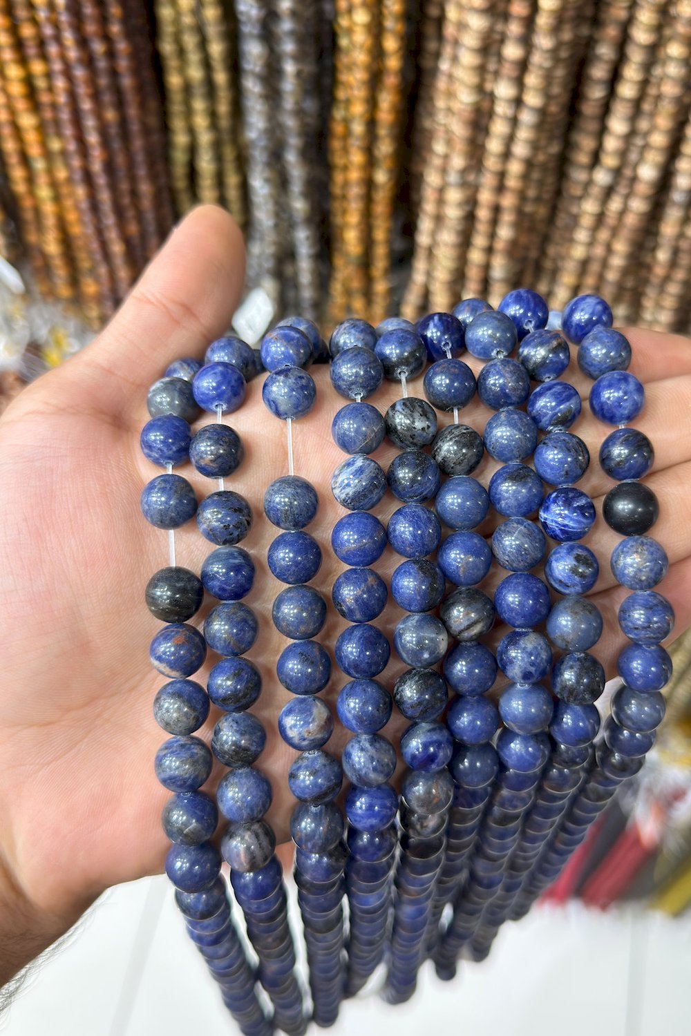 Sodalit Taşı Küre Kesim Lacivert 10mm Doğal Taş Dizi [AA]
