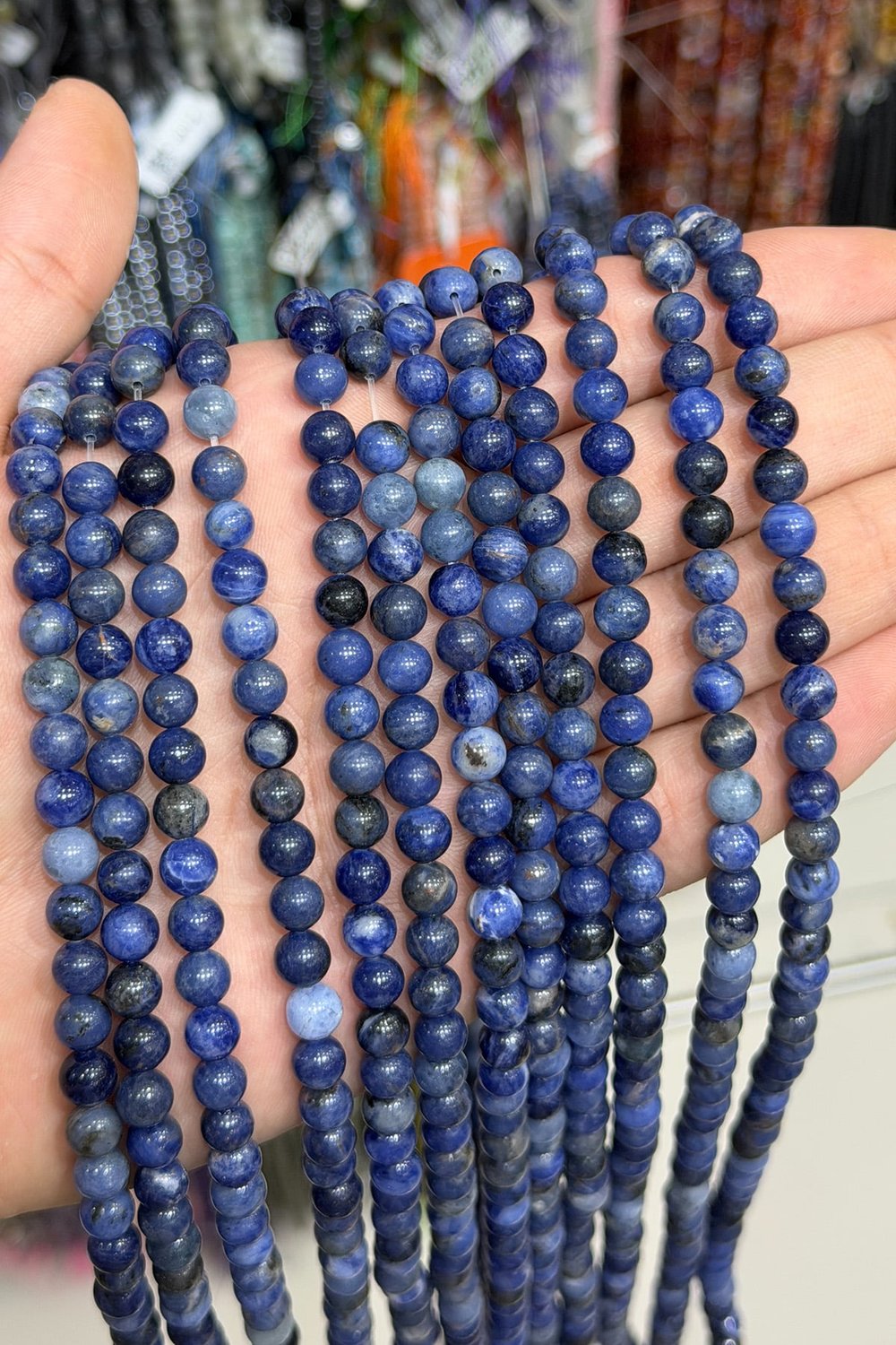 Sodalit Taşı Küre Kesim Lacivert 6mm Doğal Taş Dizi [AA]
