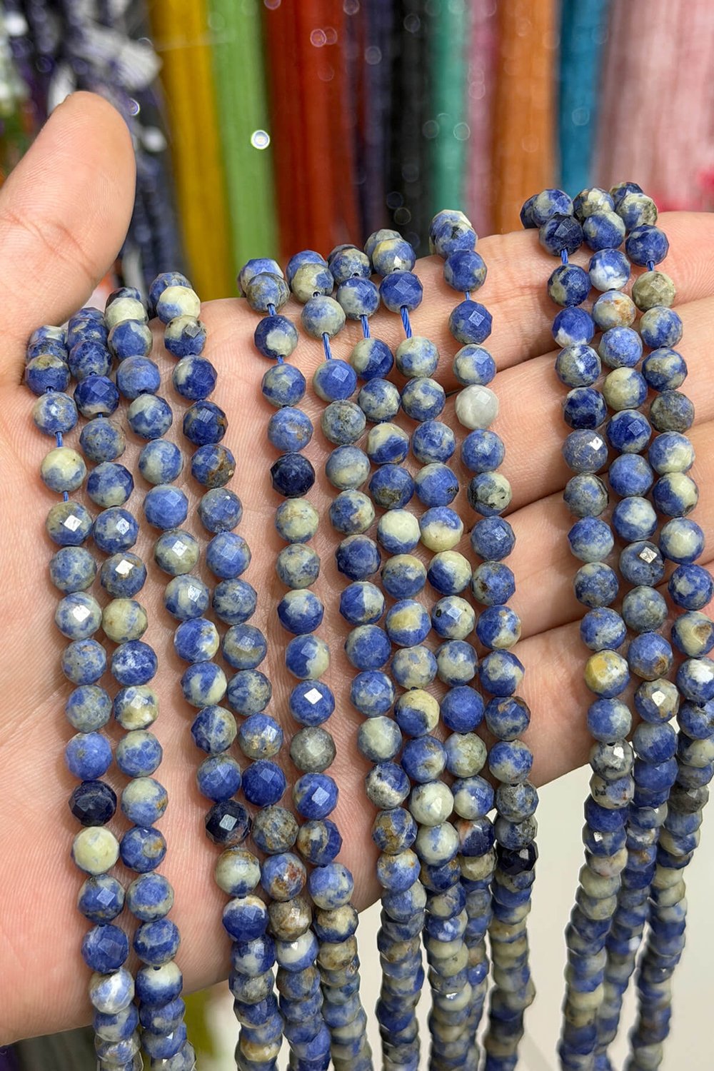 Sodalit Taşı Küre Kristal Kesim Parlak 6mm Doğal Taş Dizi [AA]