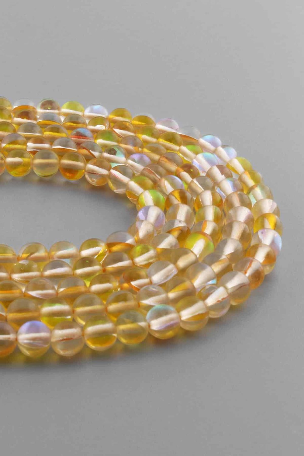 Thermal Quartz Natural Stone Shiny Yellow Globe Cut 6mm String Of Beads