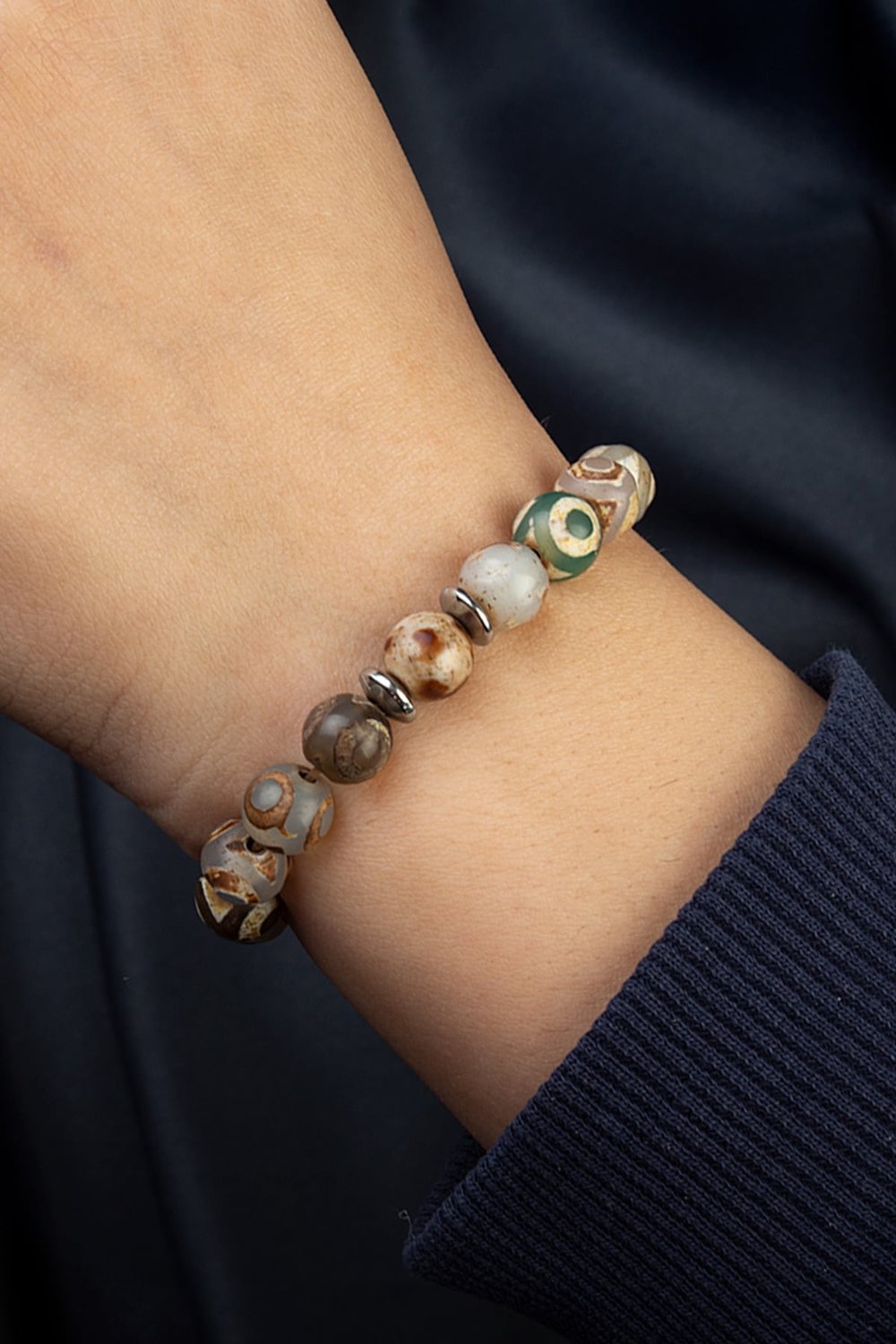 Tibet Akik Doğal Taş Küre Kesim 8mm Bileklik