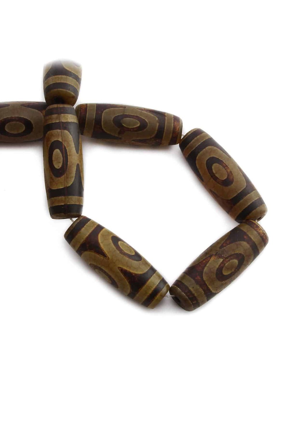 Tibet Akik Taşı Silindir Kesim Mat Kahverengi 14x40mm Doğal Taş Dizi