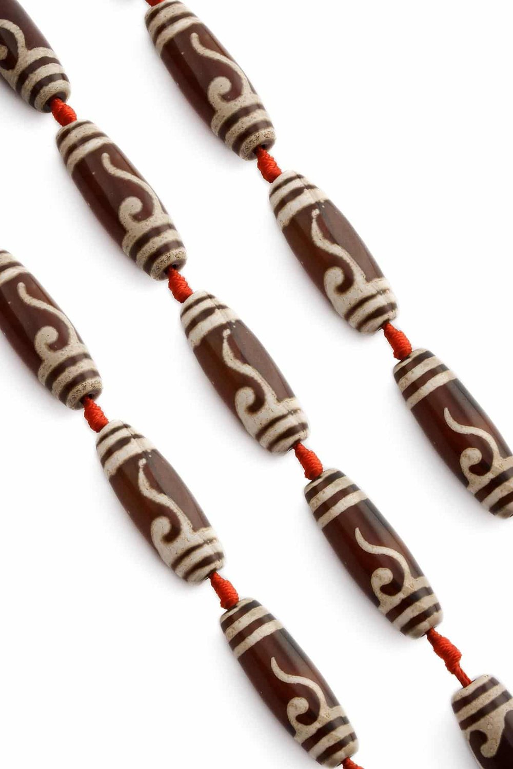 Tibetan Agate Natural Stone Shiny Brown Cylinder Cut 14x40mm String Of Beads