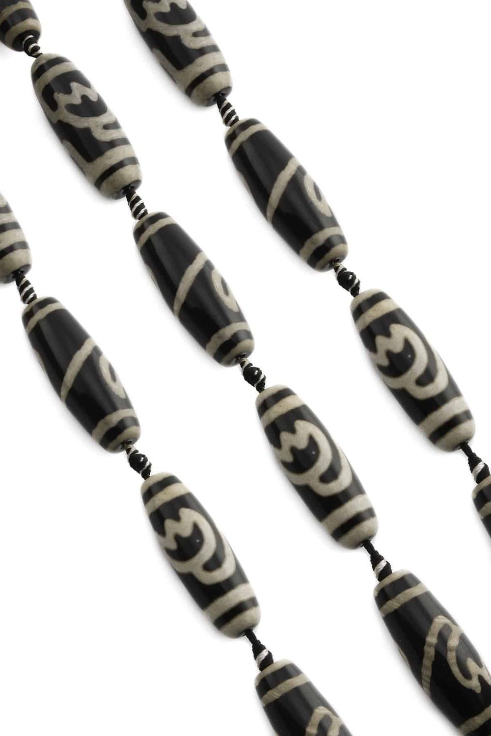Tibetan Agate Natural Stone Shiny Black Cylinder Cut 14x40mm String Of Beads
