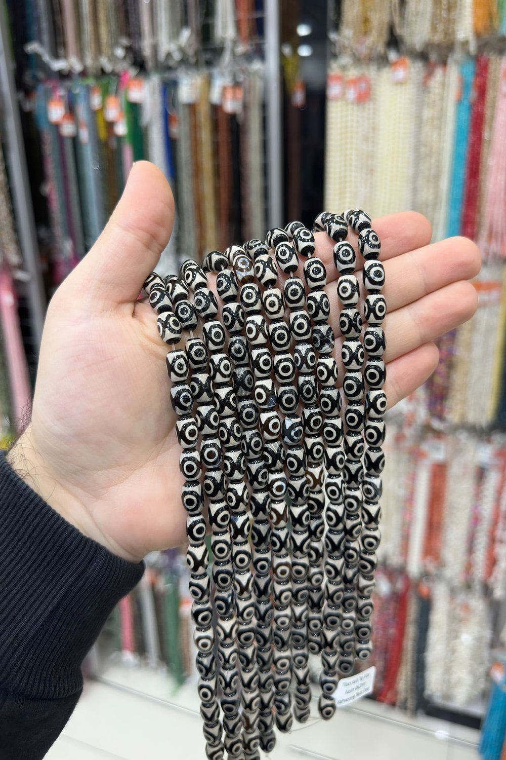 Tibet Akik Taşı Arpa Kesim Kahverengi Beyaz 8x12mm Doğal Taş Dizi