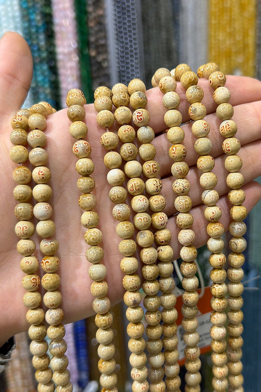 Tibet Akik Taşı Küre Kesim 8mm Açık Turuncu Doğal Taş Dizi