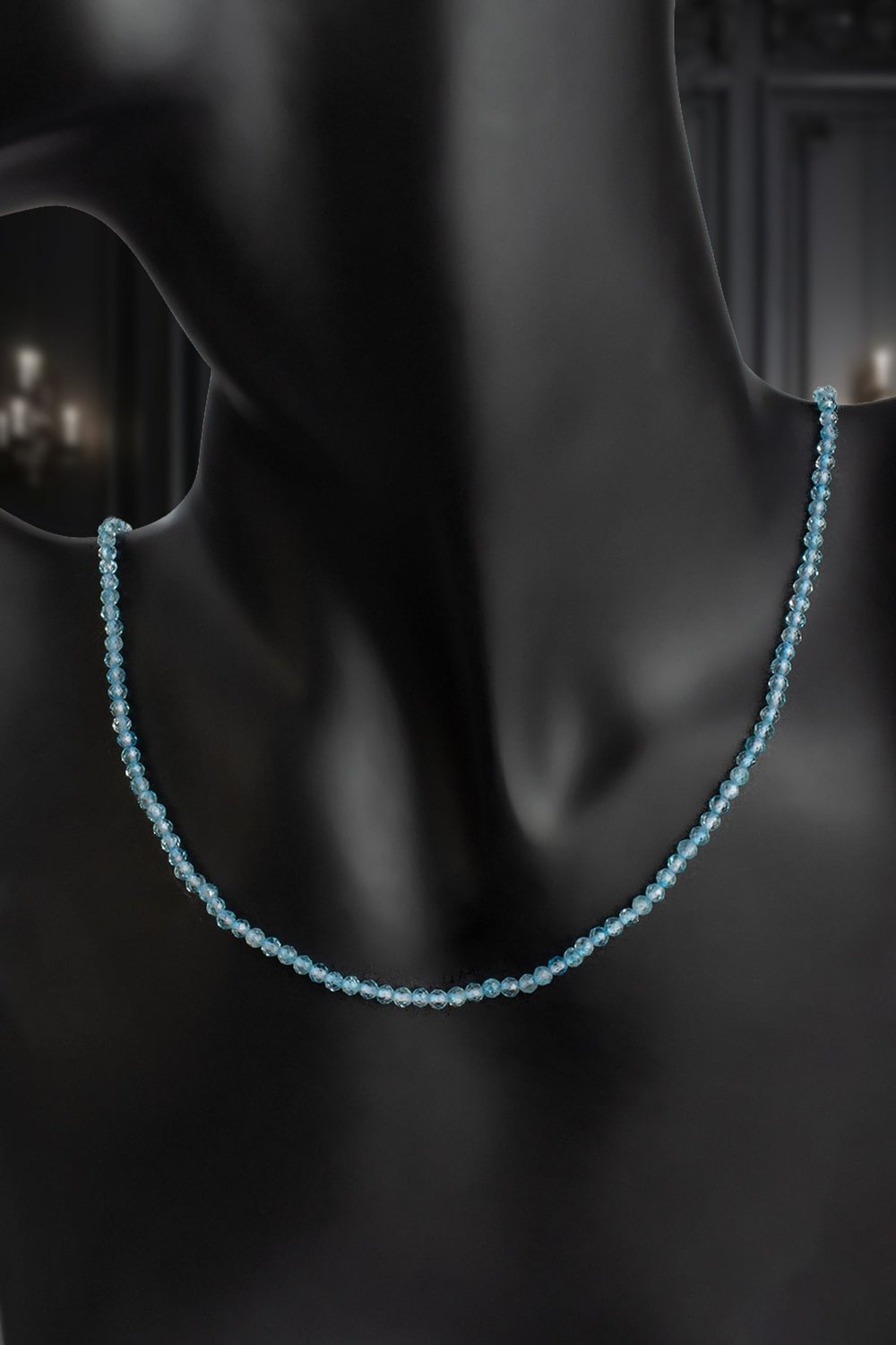 Topaz Doğal Taş Mavi Küre Faset Kesim 3mm Kolye