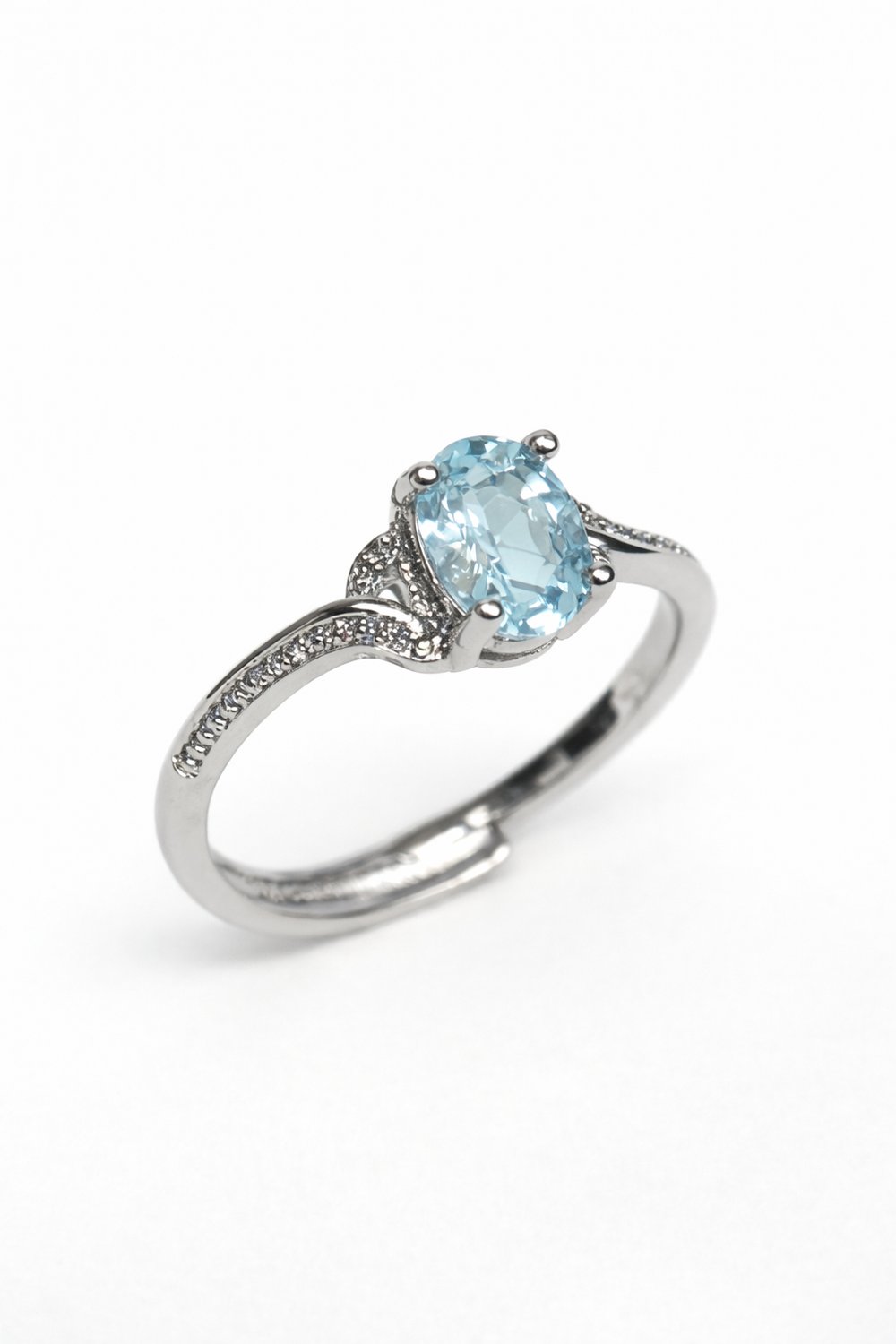 Topaz Doğal Taş Oval Kristal Kesim Ayarlanabilir Yüzük