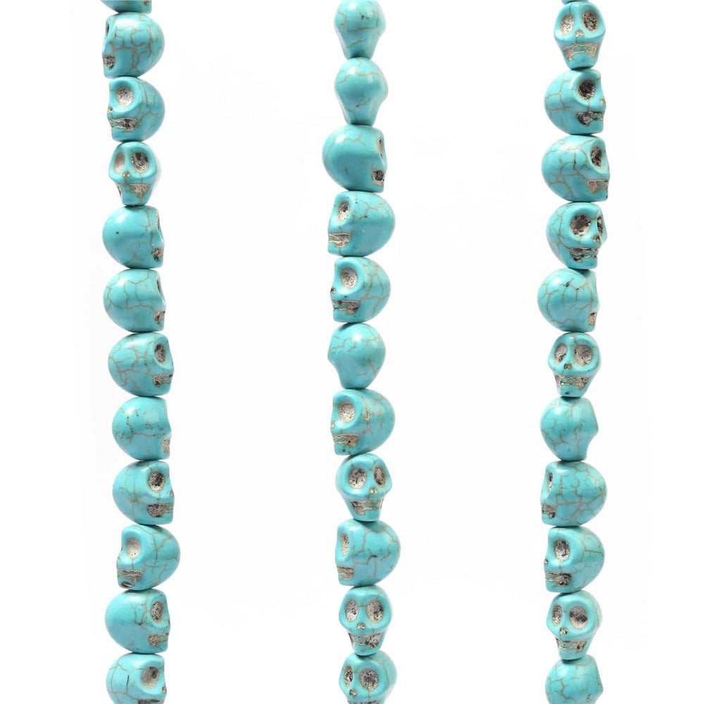 Turquoise Natural Stone Skull 10mm String Of Beads