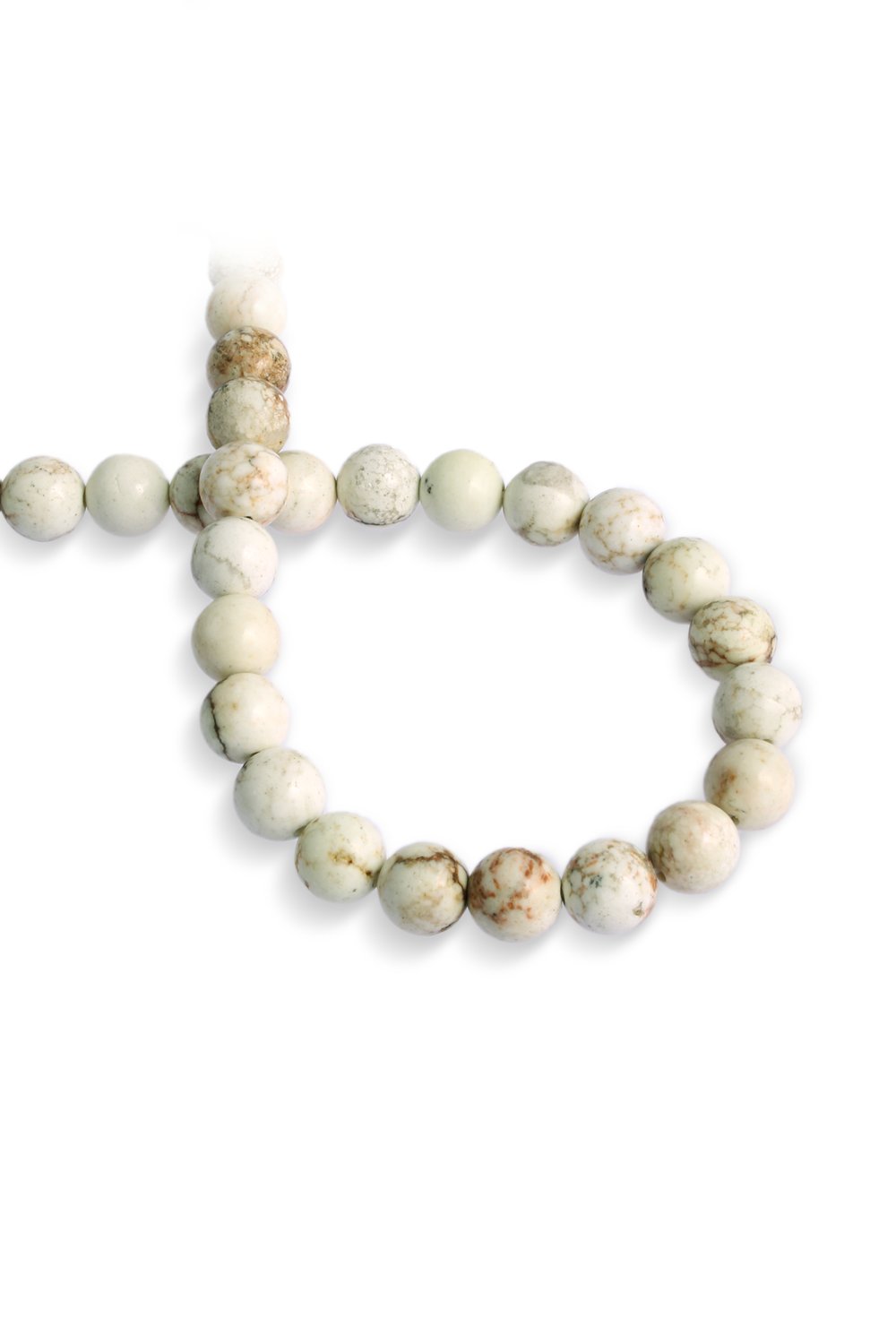 Turquoise Stone Round-Cut Shiny Cream 10mm Bead Strand