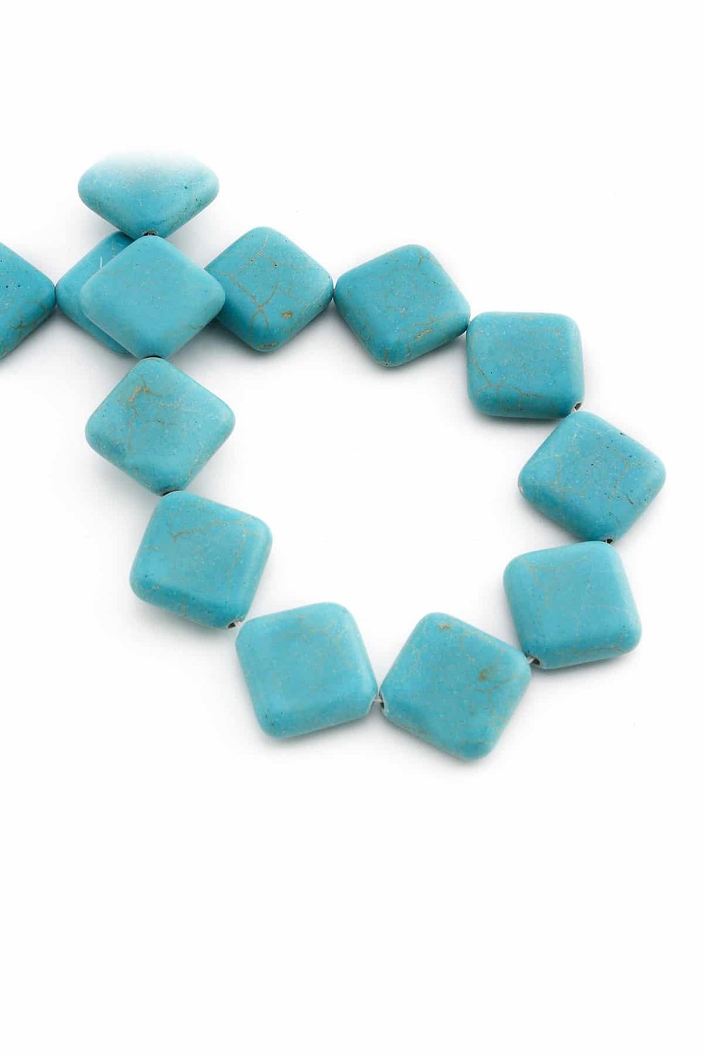 Turquoise Squeezing Natural Stone Flat Blue Square Cut 16x6mm String Of Beads