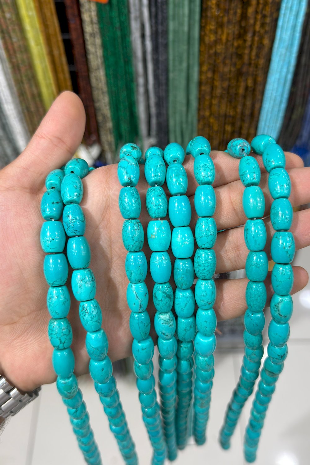 Turkuaz Taşı Arpa Kesim 10x14mm Yeşil Dizi