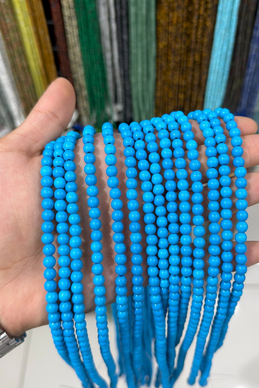 Turquoise Stone Round-Cut Blue 6mm Bead Strand