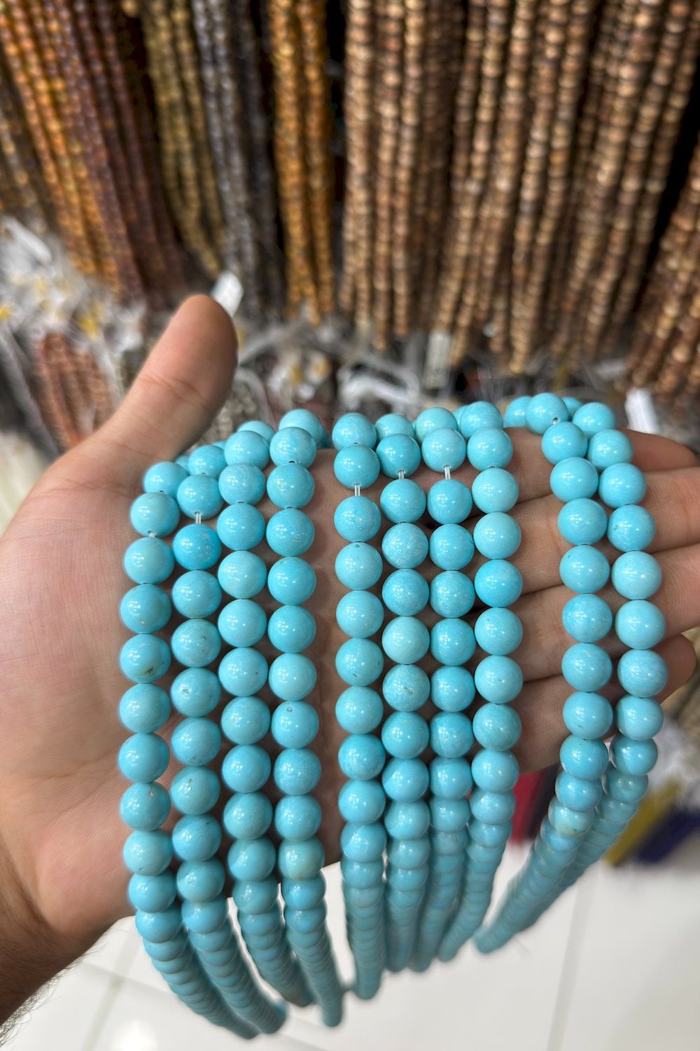 Turkuaz Taşı Küre Kesim Parlak 10mm Doğal Taş Dizi [AA]
