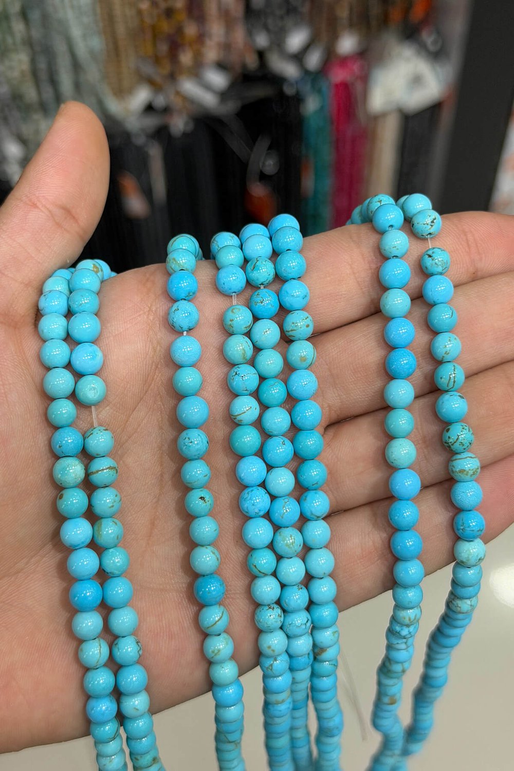 Turkuaz Taşı Küre Kesim Parlak 6mm Doğal Taş Dizi [AA]