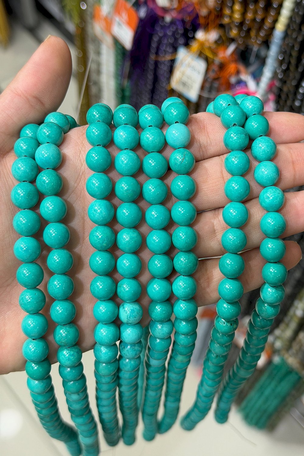 Turkuaz Taşı Küre Kesim Parlak Yeşil 10mm Doğal Taş Dizi [AB]
