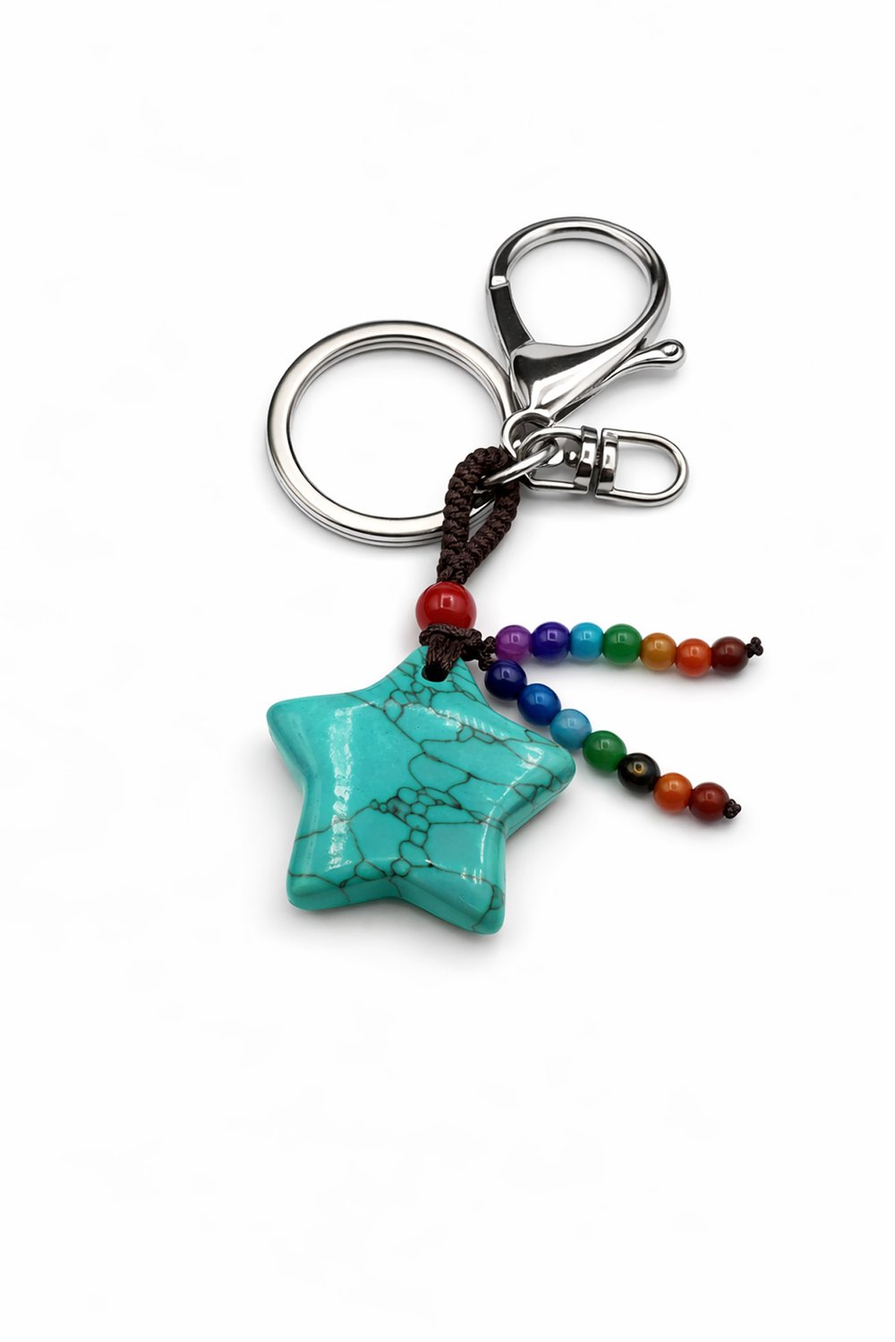 Turquoise Stone Shiny Star-Cut Keychain