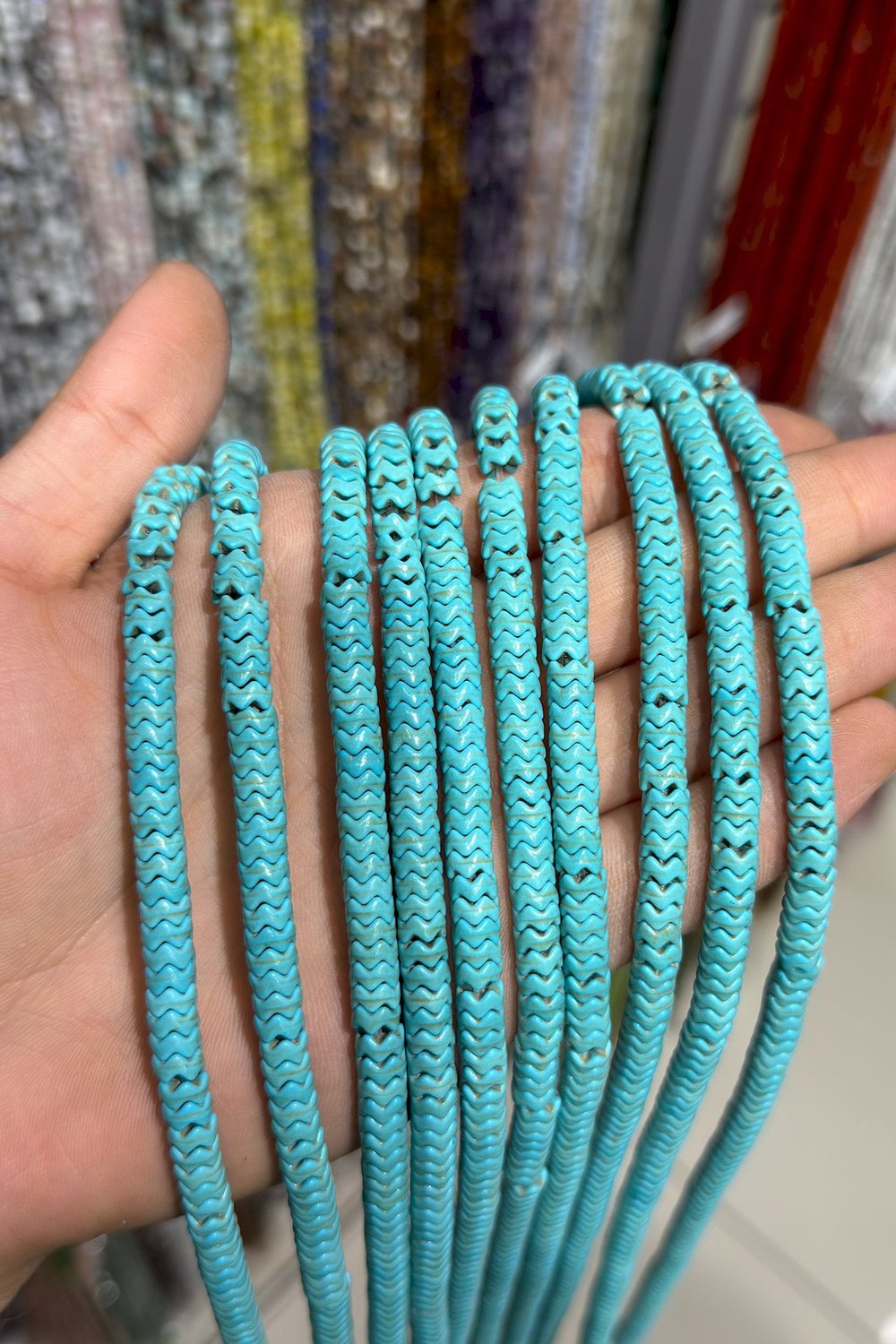 Turkuaz Taşı Rondela Kesim Parlak Mavi 6x3mm Doğal Taş Dizi [B+]