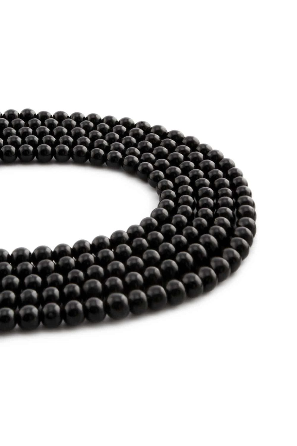 Tourmaline Natural Stone Shiny Black Globe Cut 4mm String Of Beads